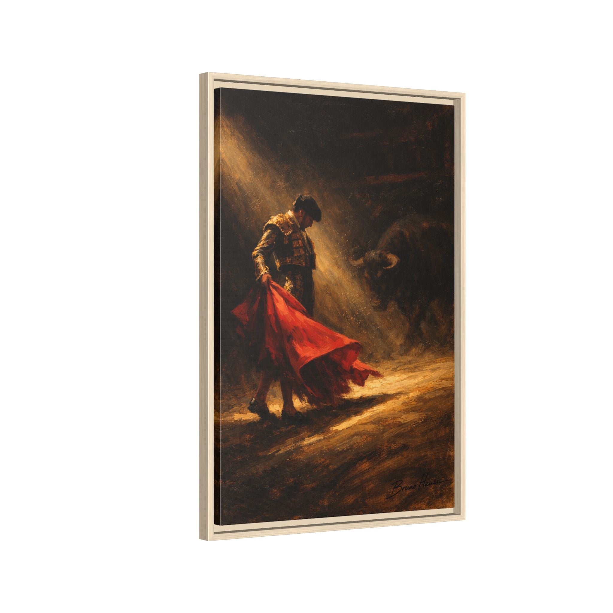 Matador Canvas Wall Art – Classic Spanish Bullfighting Scene Framed Print