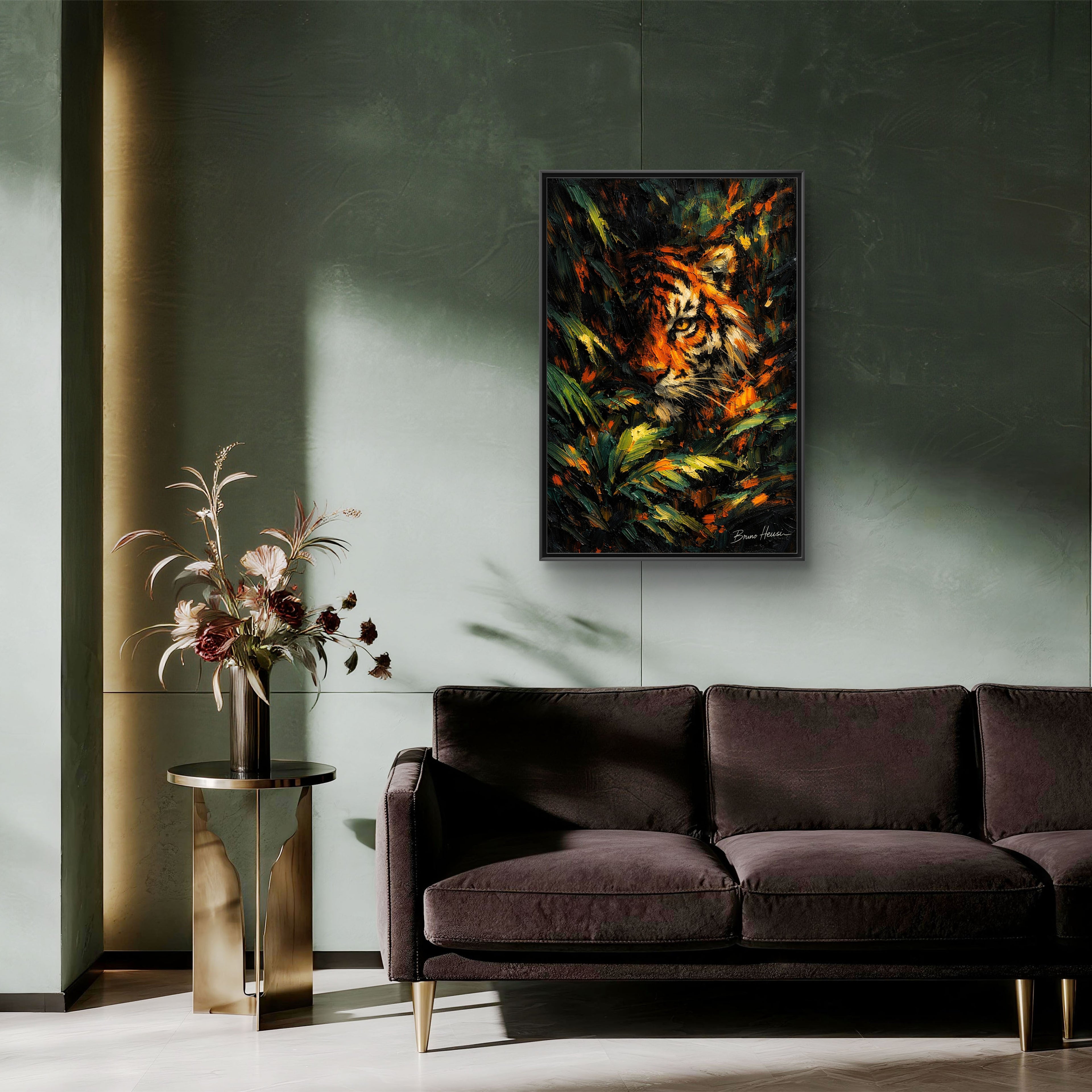 Framed Matte Canvas - Vibrant Tiger Jungle Print