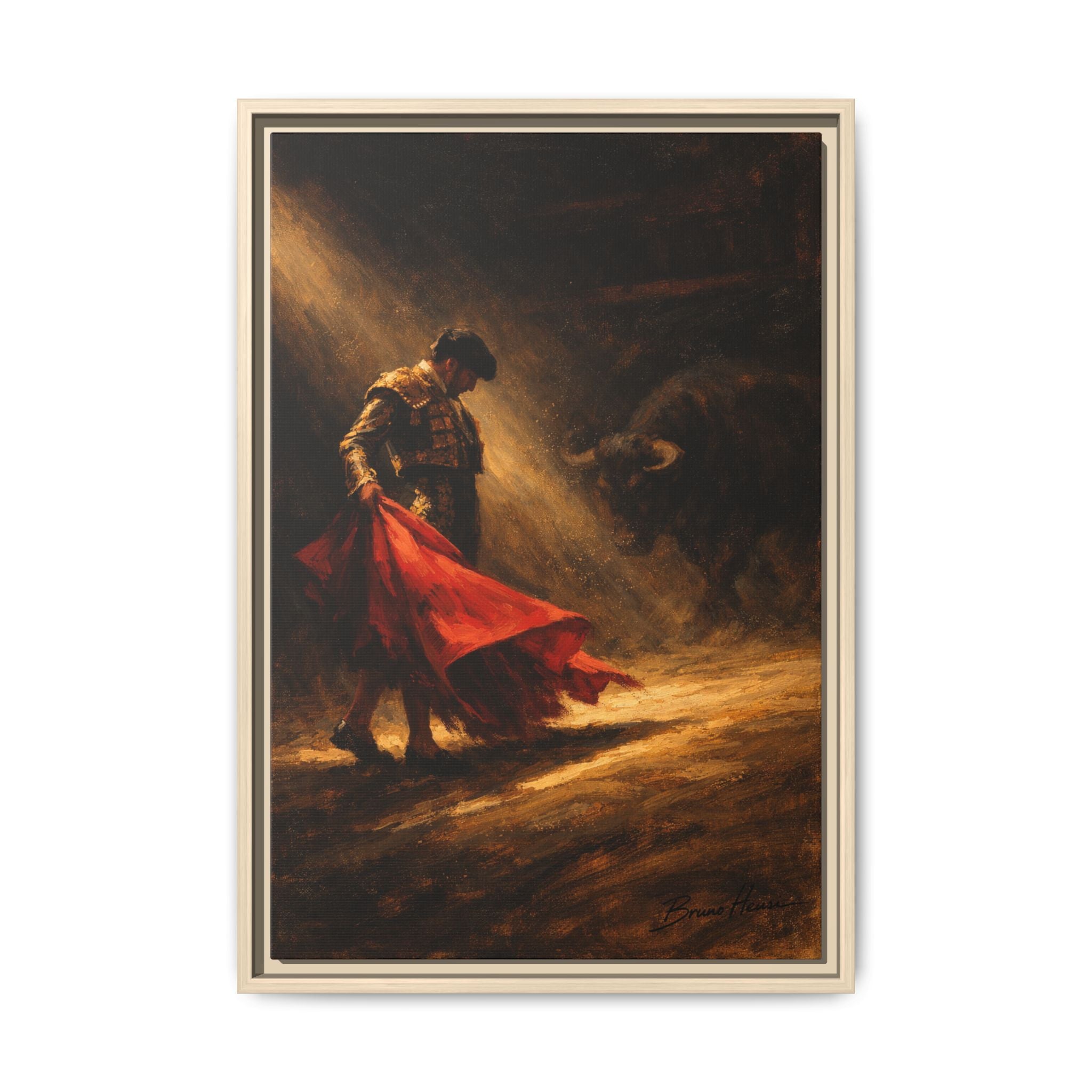 Matador Canvas Wall Art – Classic Spanish Bullfighting Scene Framed Print