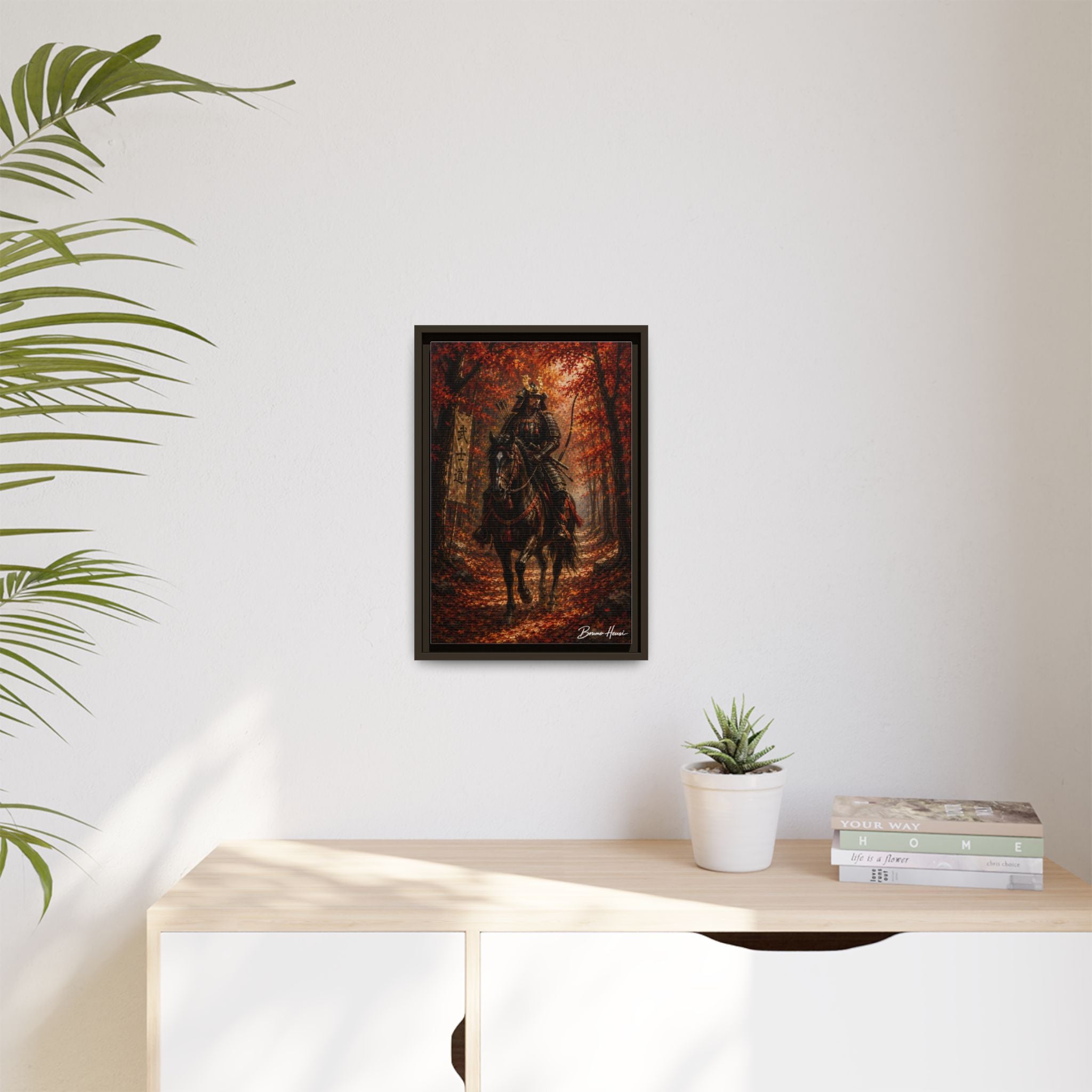 Samurai Warrior Canvas Print — Framed Matte Autumn Wall Art