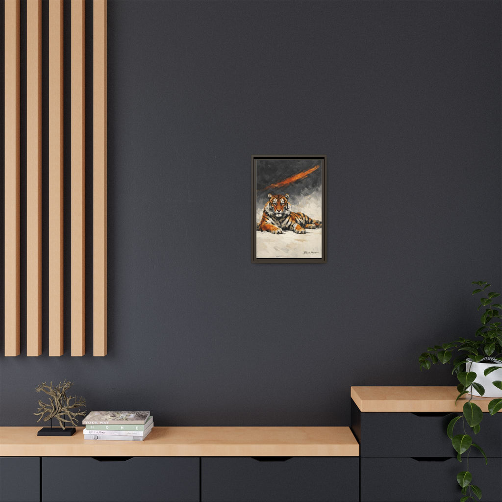 Framed Tiger Canvas Wall Art — Majestic Orange & Gray Matte Print