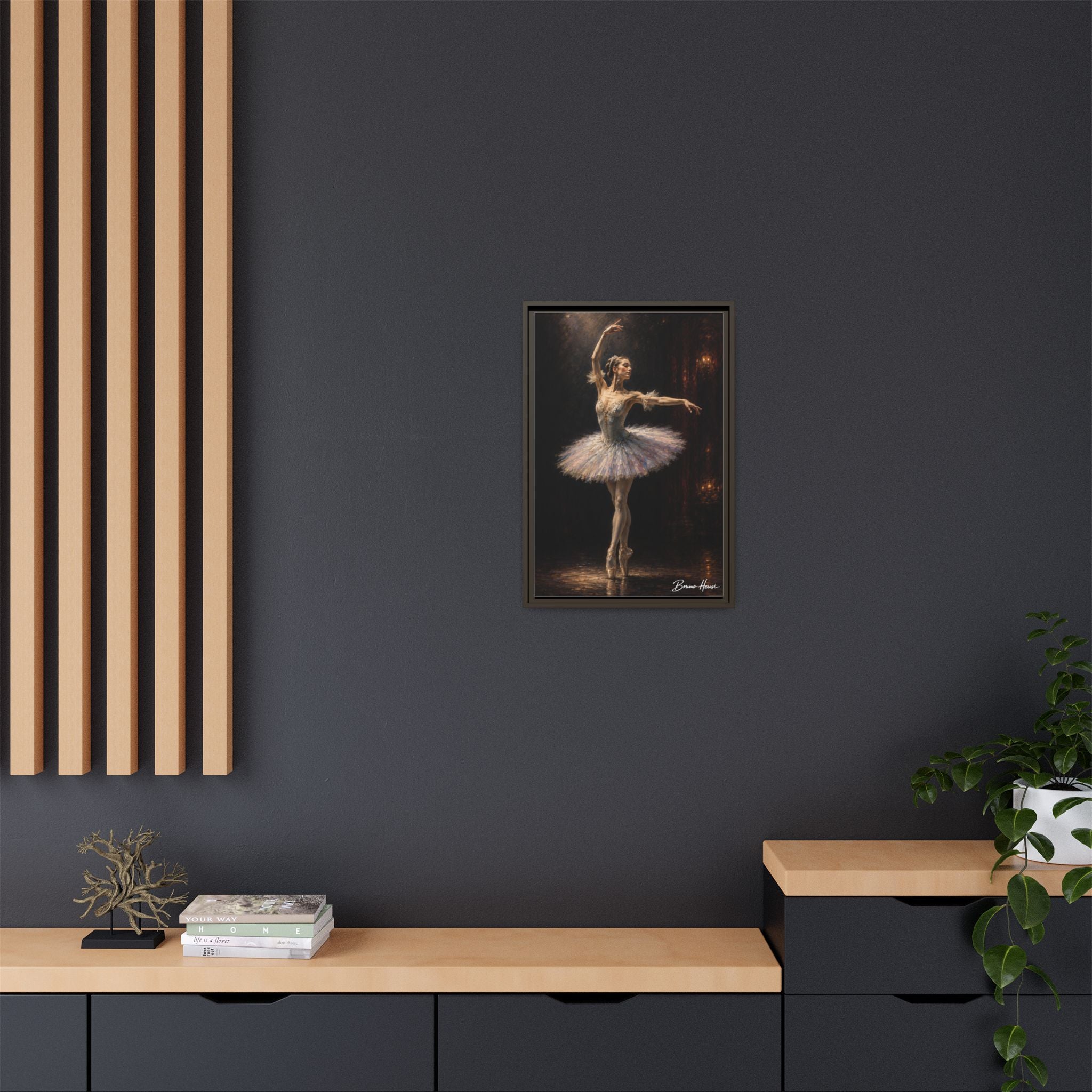 Framed Ballet Dancer Canvas Print — Elegant Ballerina Wall Art