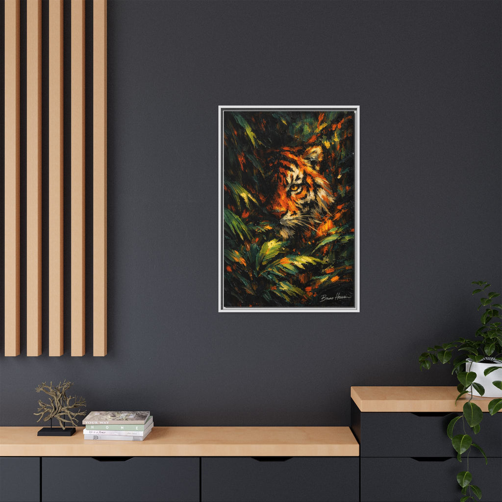Framed Matte Canvas - Vibrant Tiger Jungle Print