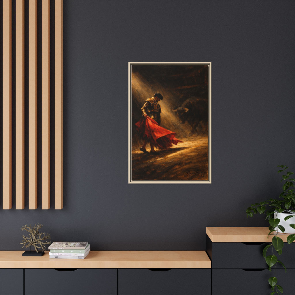 Matador Canvas Wall Art – Classic Spanish Bullfighting Scene Framed Print