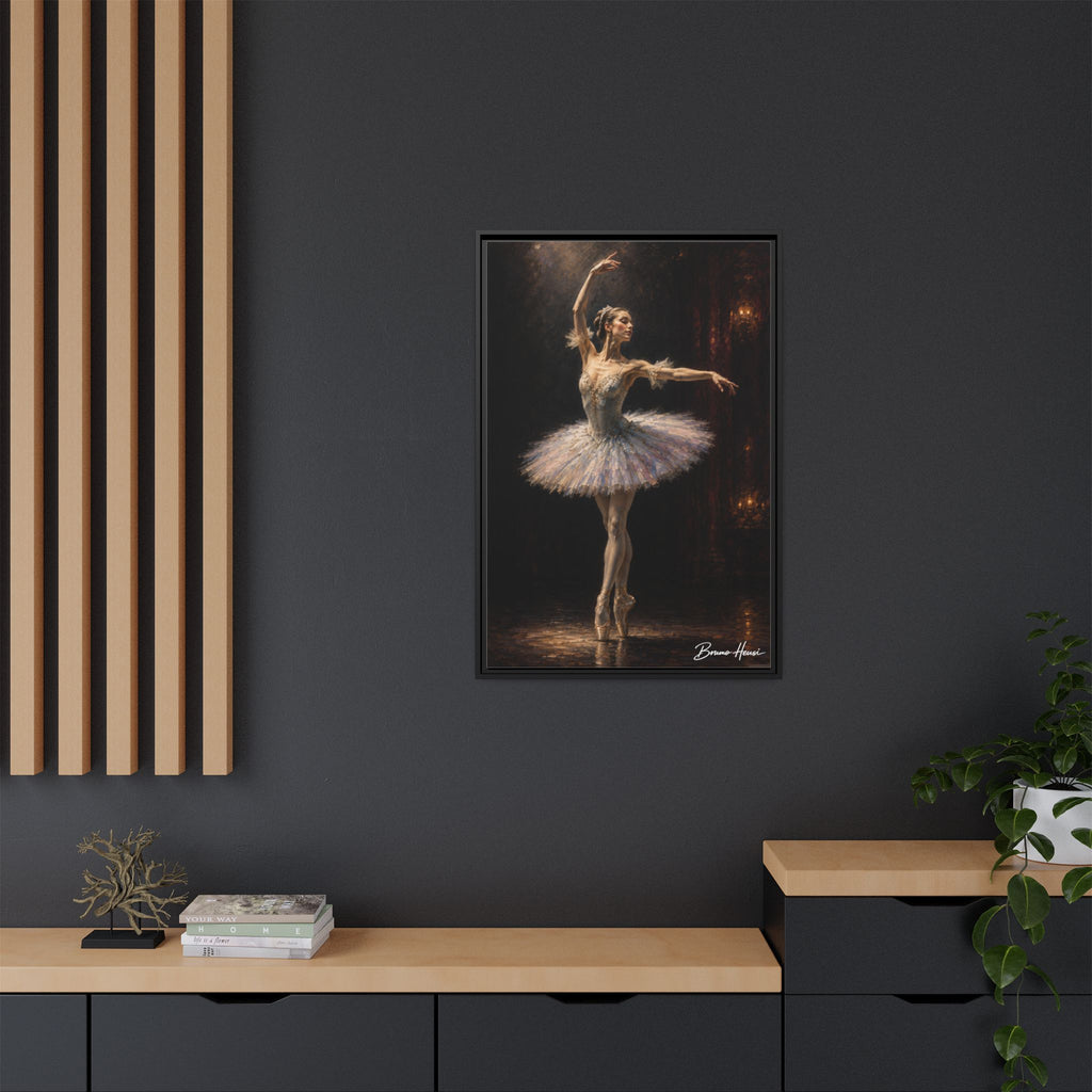 Framed Ballet Dancer Canvas Print — Elegant Ballerina Wall Art