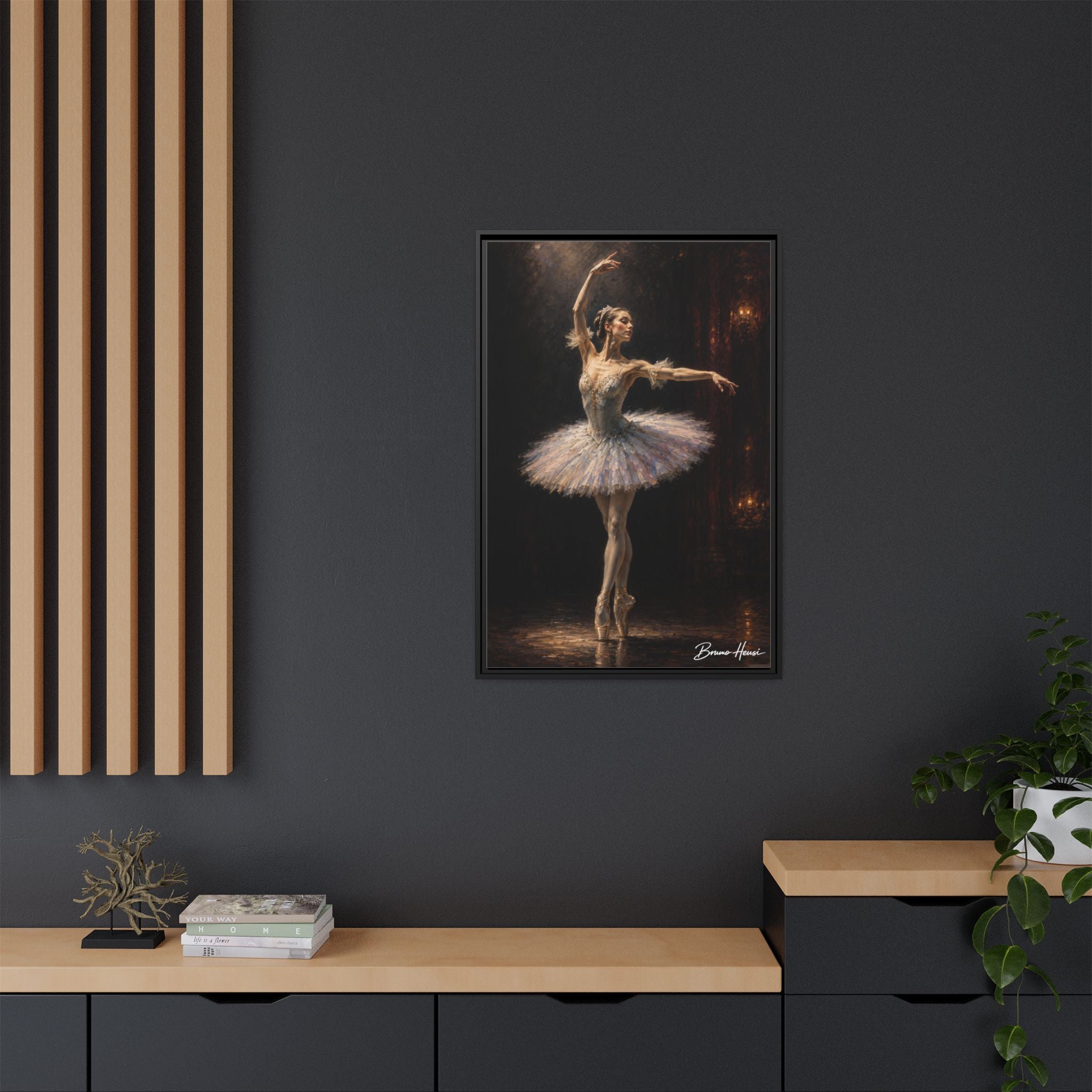 Framed Ballet Dancer Canvas Print — Elegant Ballerina Wall Art