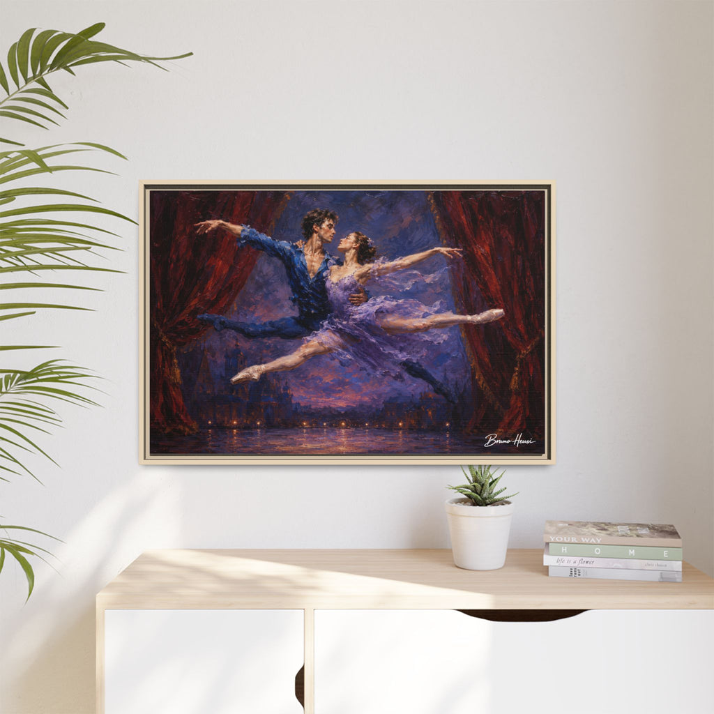 Framed Ballet Canvas Print — Romantic Dancing Couple Wall Art