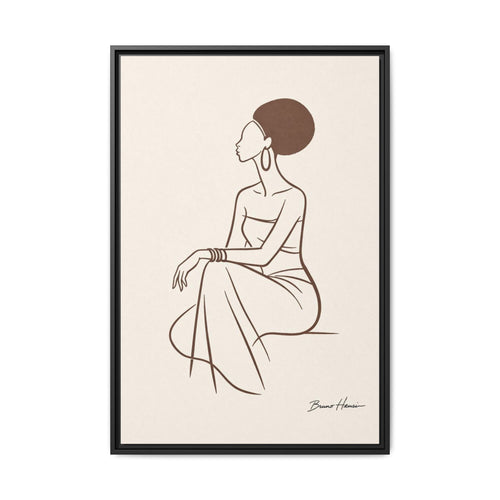 Elegant Minimalist Line Art Woman — Framed Matte Canvas Wall Art