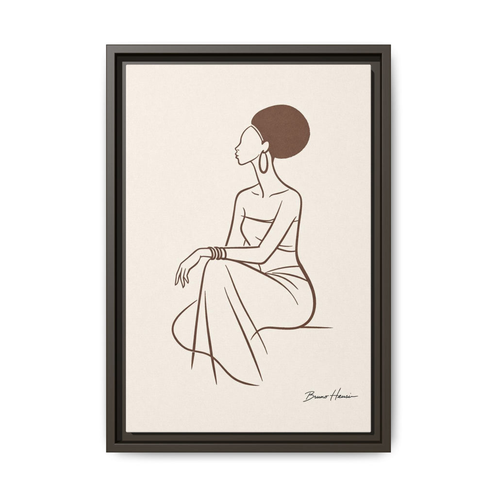 Elegant Minimalist Line Art Woman — Framed Matte Canvas Wall Art