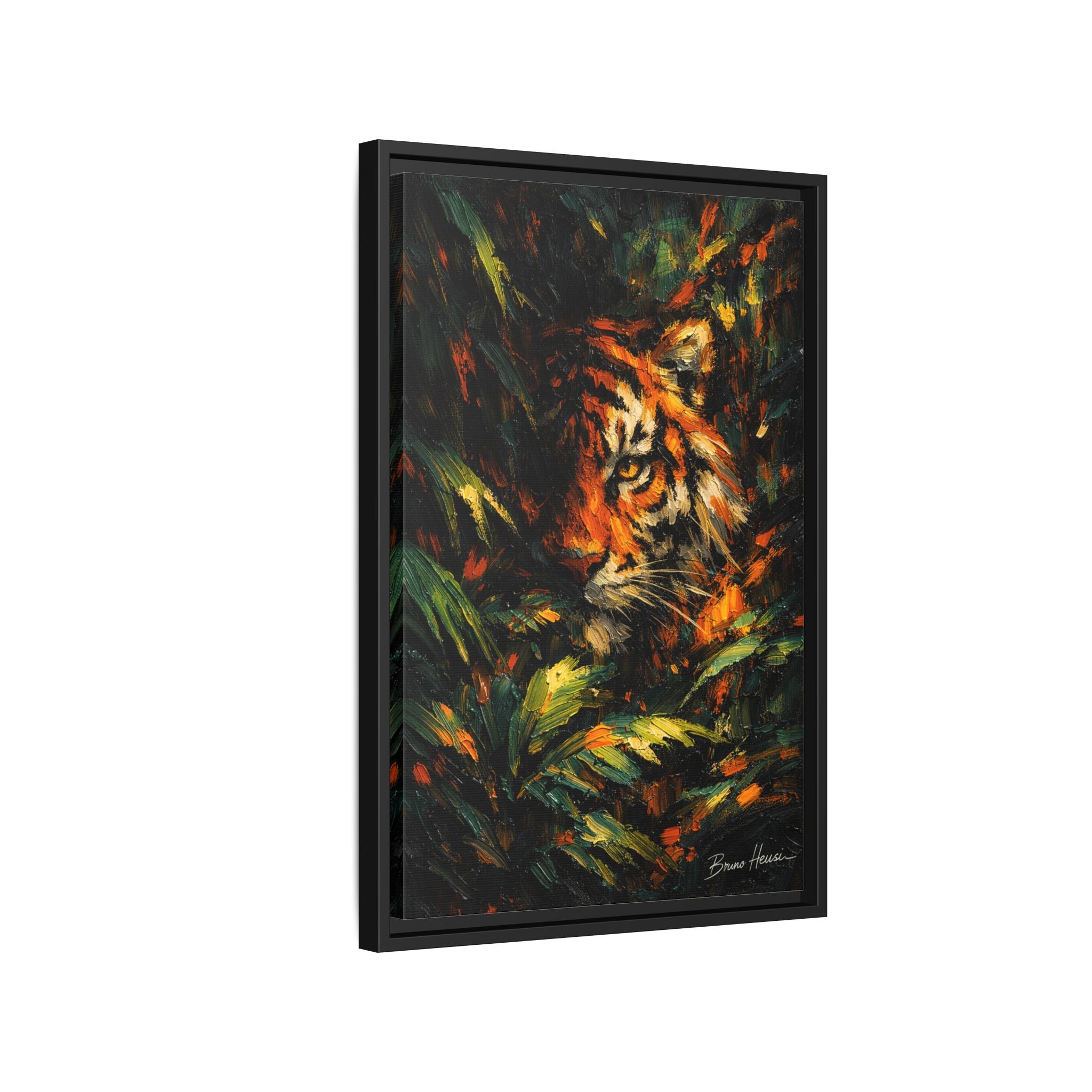 Framed Matte Canvas - Vibrant Tiger Jungle Print