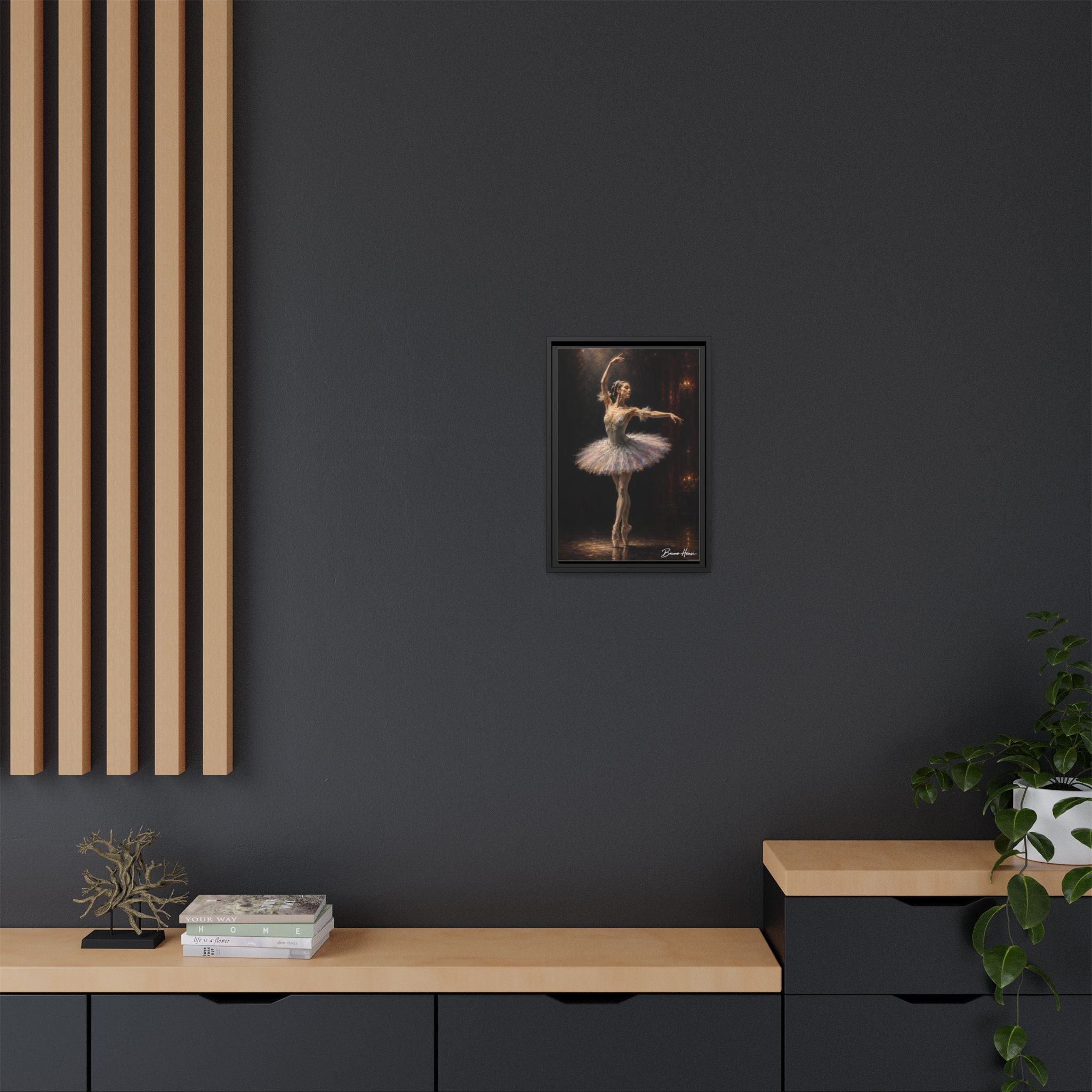 Framed Ballet Dancer Canvas Print — Elegant Ballerina Wall Art