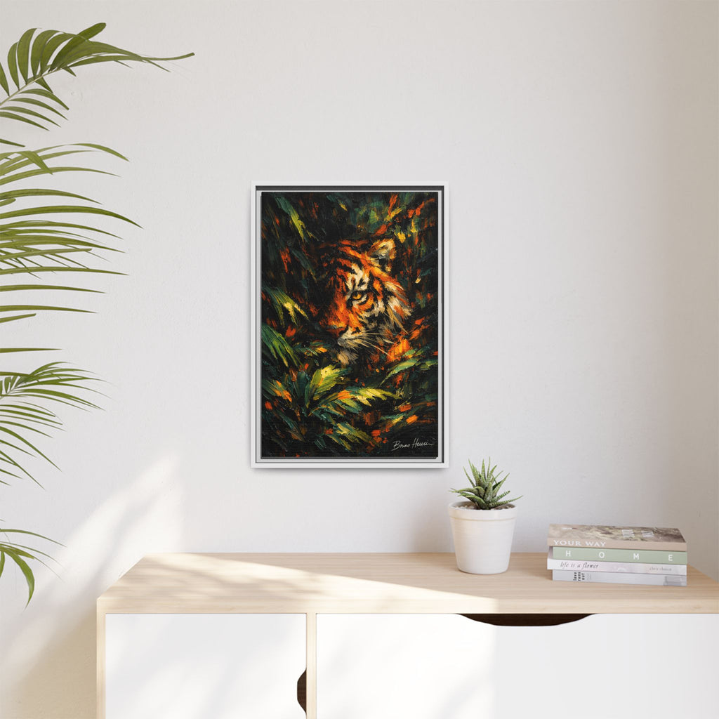 Framed Matte Canvas - Vibrant Tiger Jungle Print