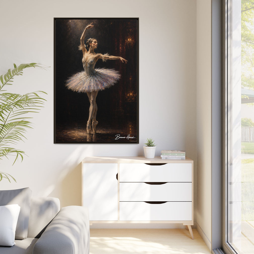 Framed Ballet Dancer Canvas Print — Elegant Ballerina Wall Art