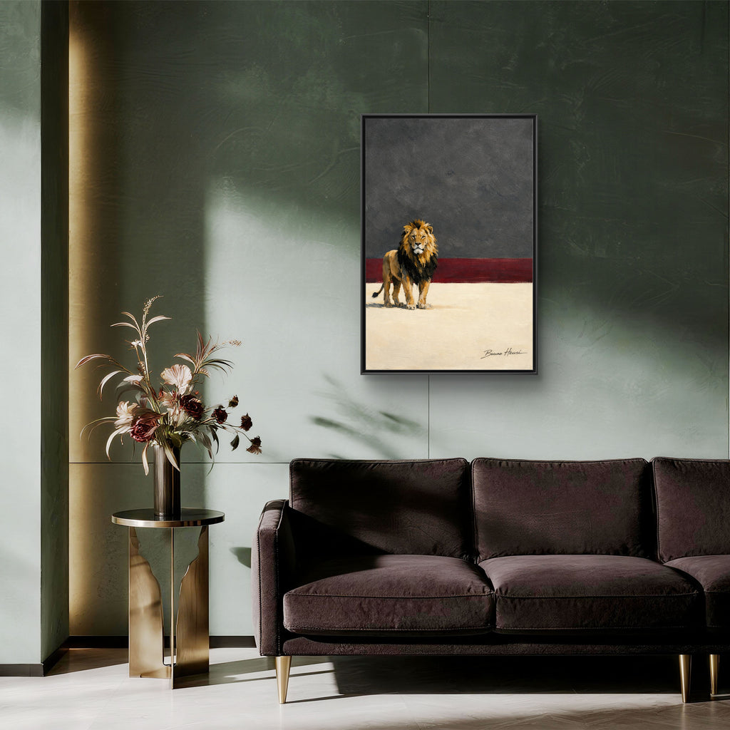 Framed Lion Matte Canvas Wall Art — Majestic Safari Animal Print