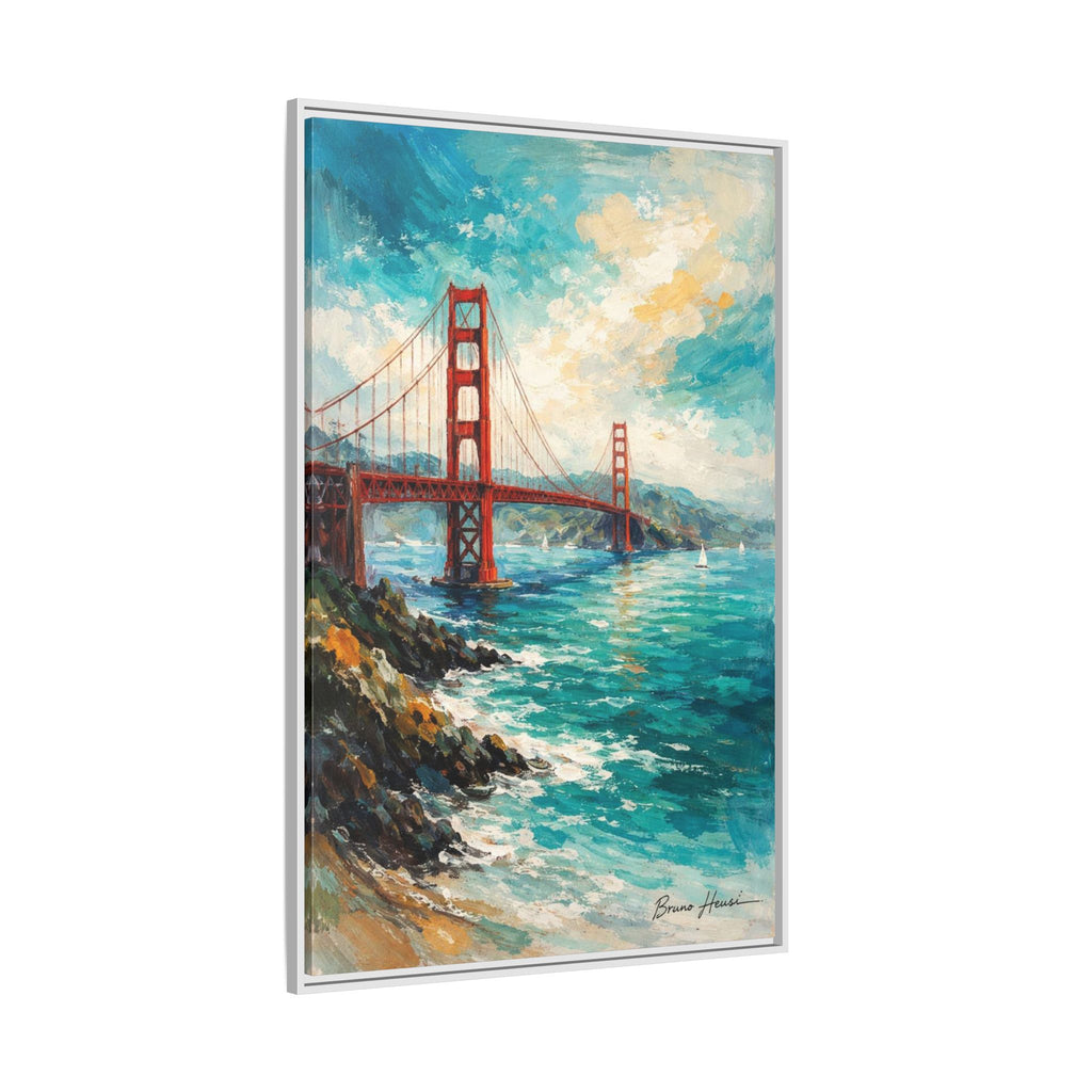 Golden Gate Bridge Seascape Matte Canvas Framed Wall Art