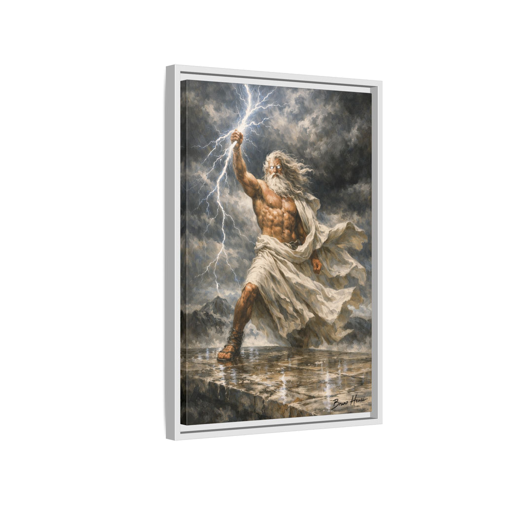 Framed Matte Canvas - Zeus Lightning God Wall Art