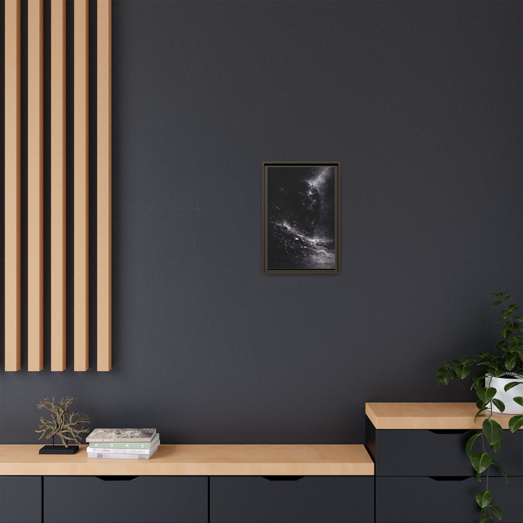 Cosmic Black Panther Matte Framed Canvas – Dark Abstract Wildlife Wall Art