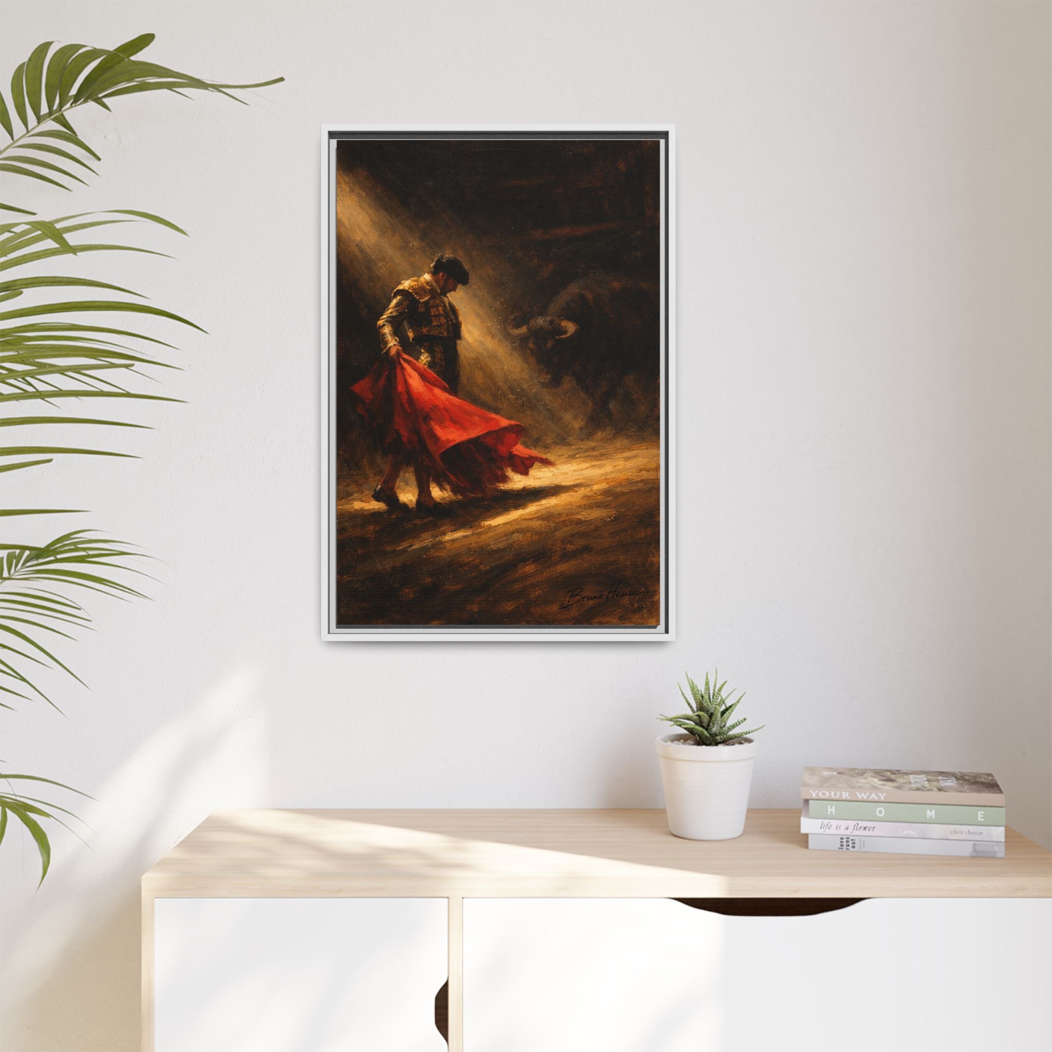 Matador Canvas Wall Art – Classic Spanish Bullfighting Scene Framed Print
