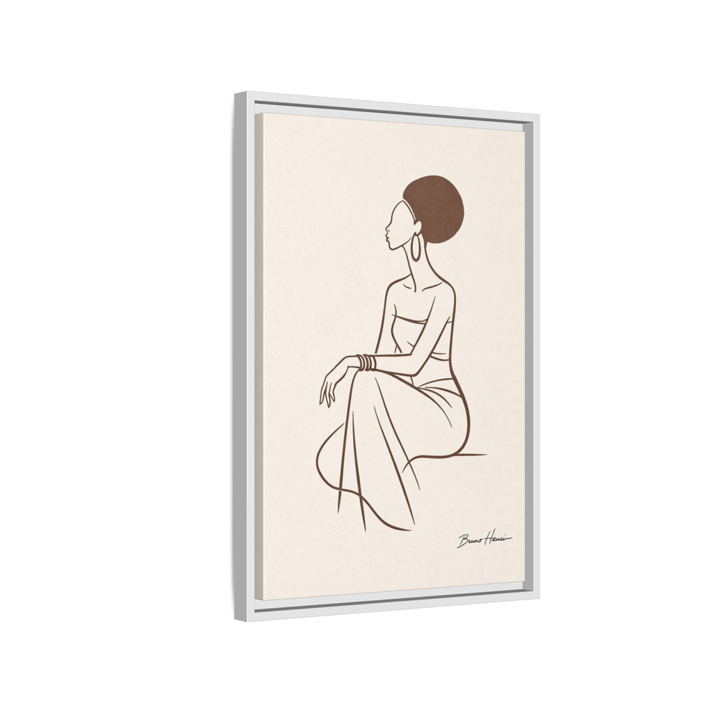 Elegant Minimalist Line Art Woman — Framed Matte Canvas Wall Art