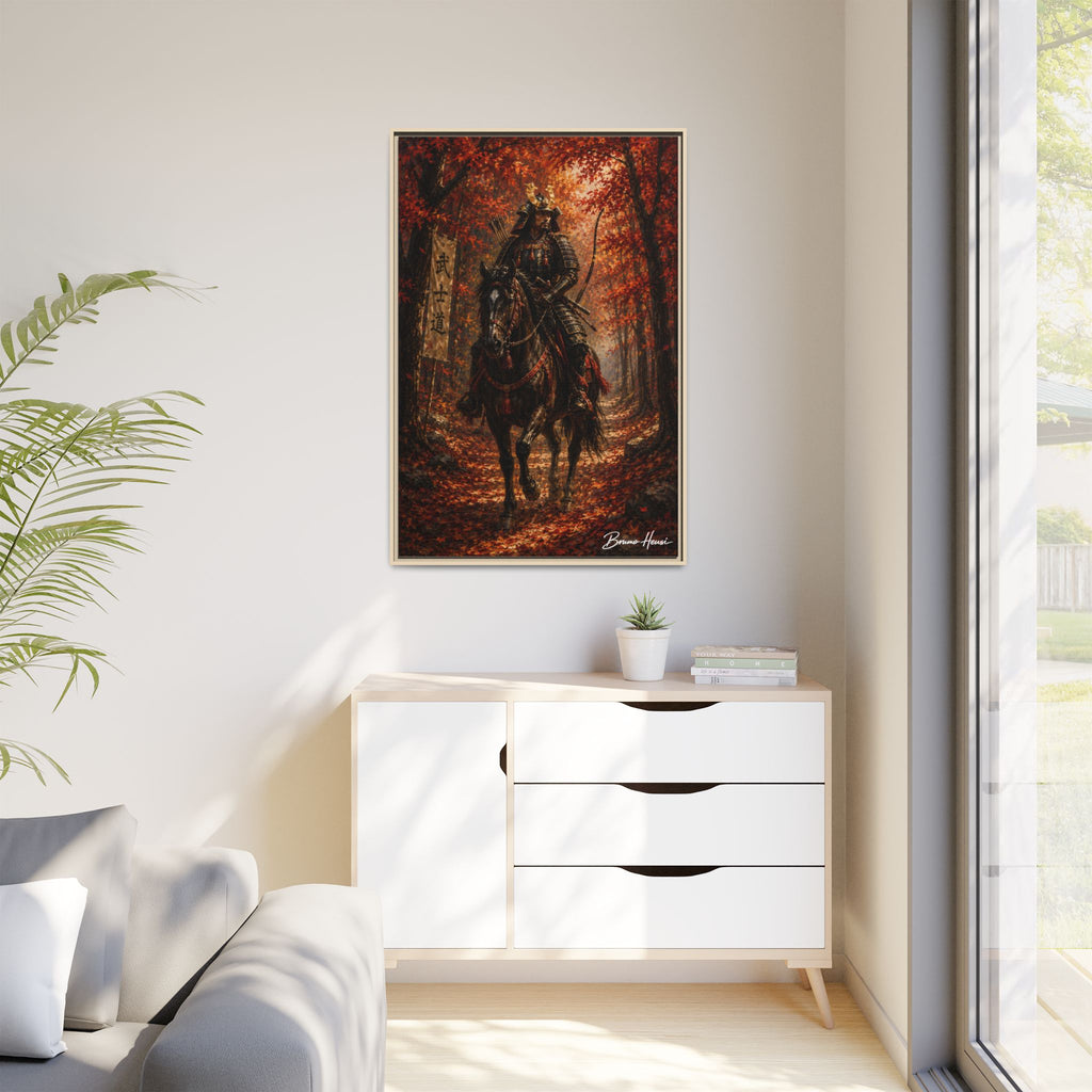 Samurai Warrior Canvas Print — Framed Matte Autumn Wall Art