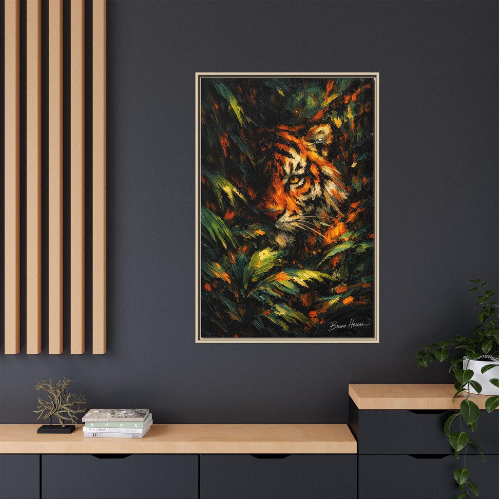 Framed Matte Canvas - Vibrant Tiger Jungle Print