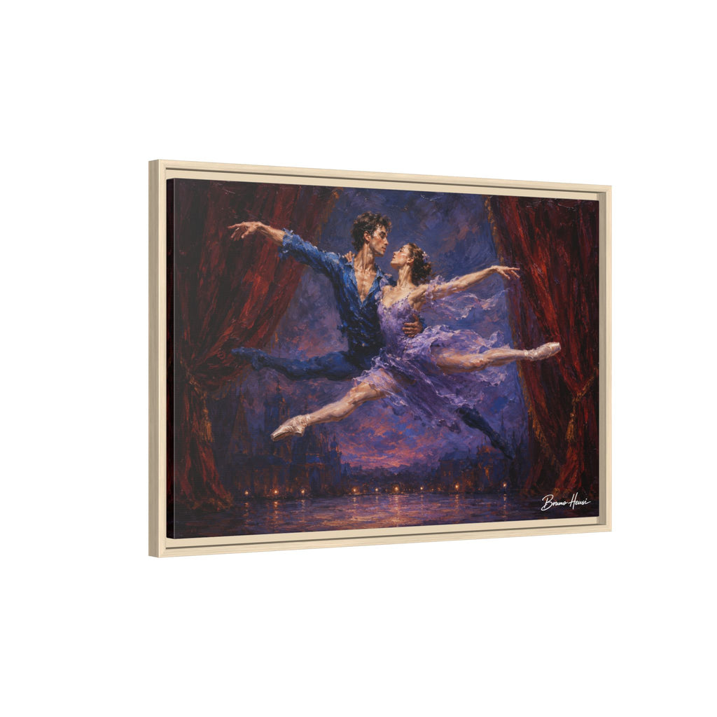 Framed Ballet Canvas Print — Romantic Dancing Couple Wall Art