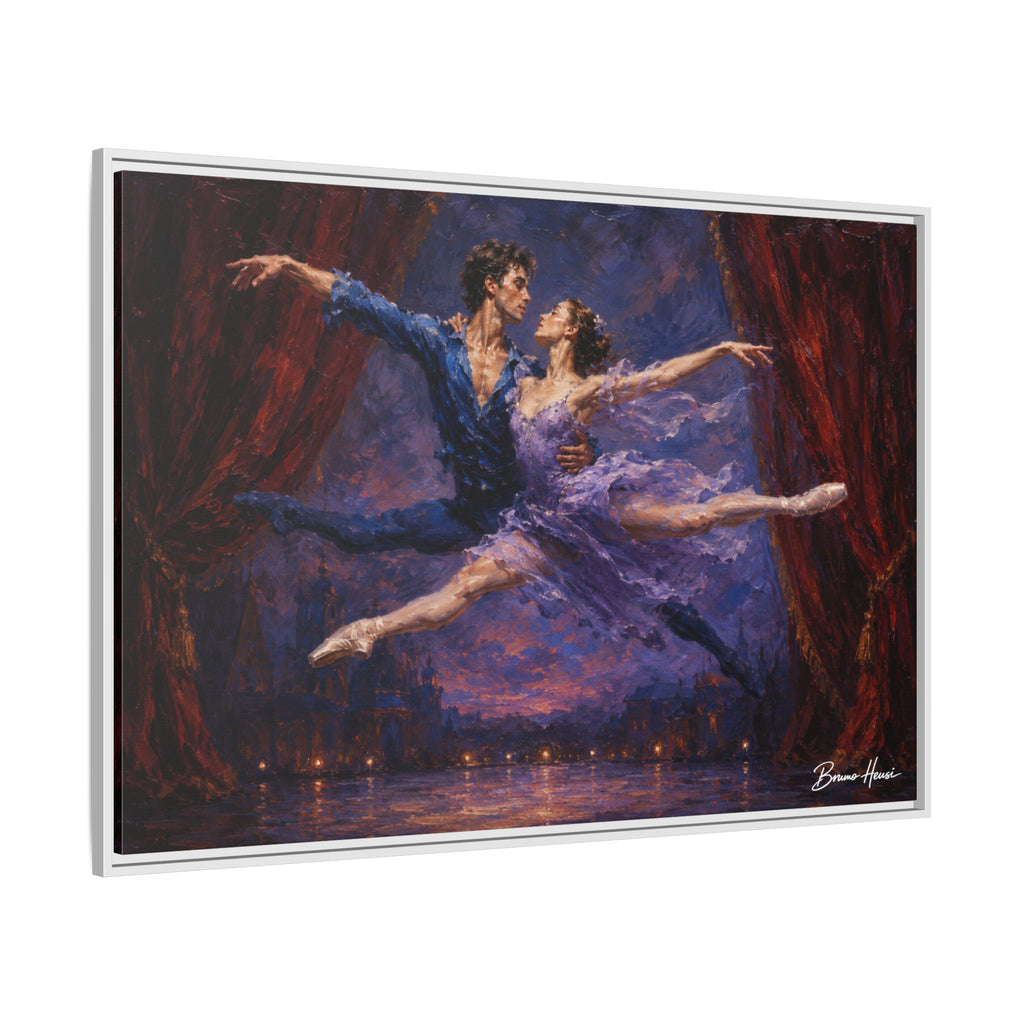 Framed Ballet Canvas Print — Romantic Dancing Couple Wall Art