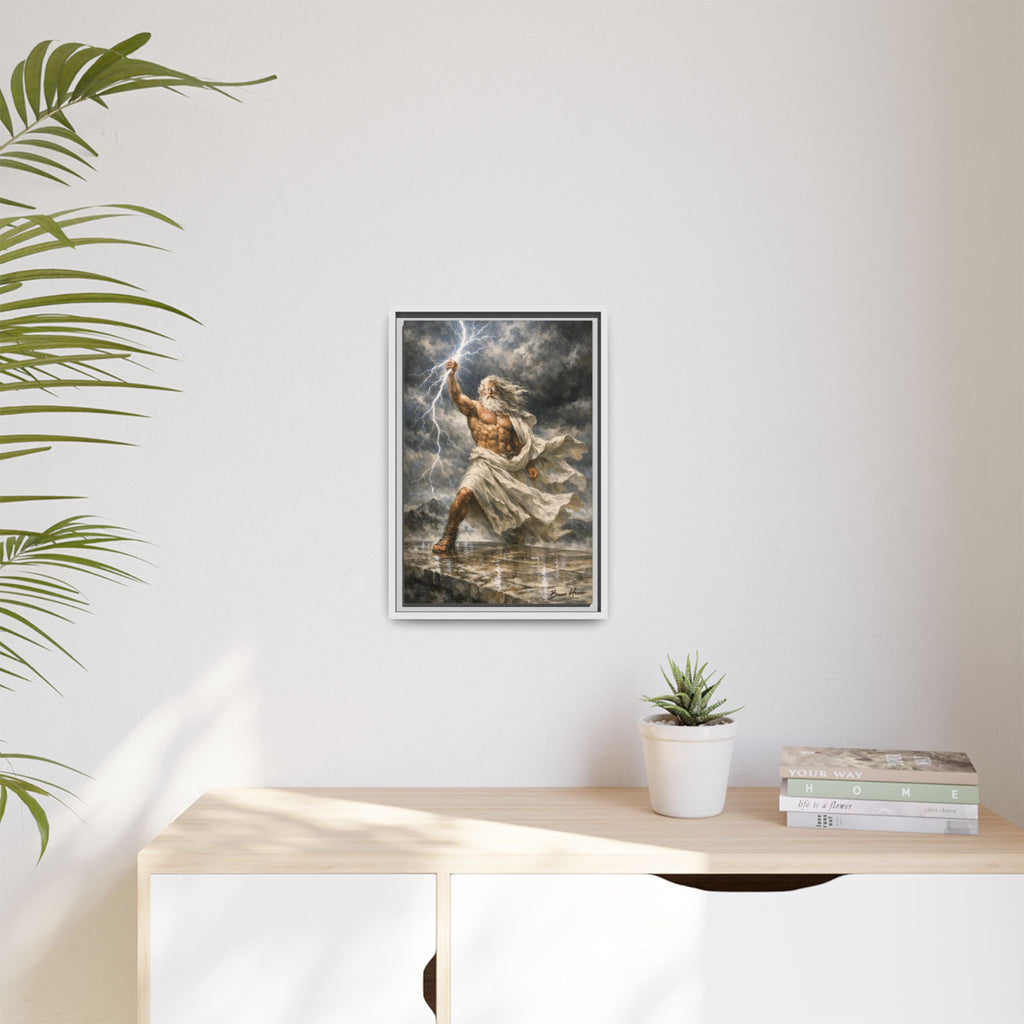 Framed Matte Canvas - Zeus Lightning God Wall Art