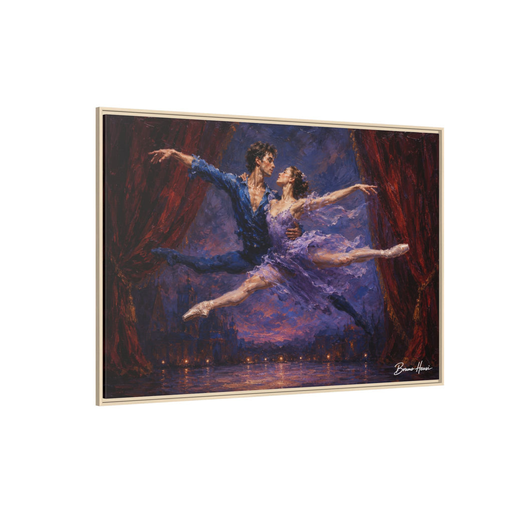 Framed Ballet Canvas Print — Romantic Dancing Couple Wall Art