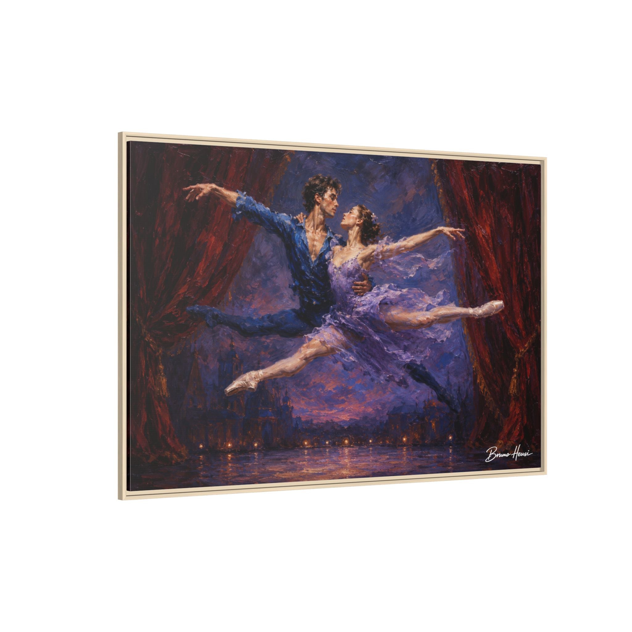 Framed Ballet Canvas Print — Romantic Dancing Couple Wall Art