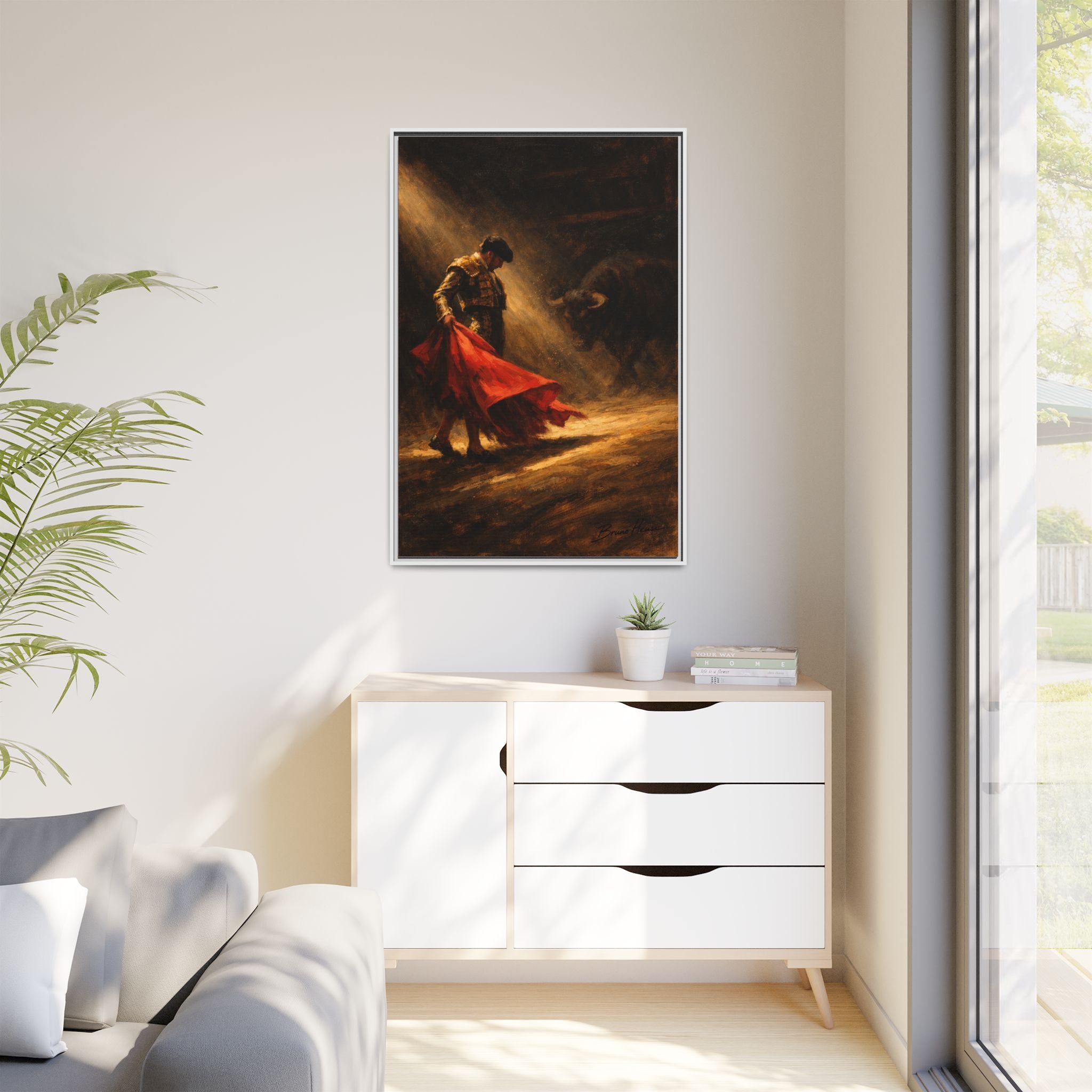 Matador Canvas Wall Art – Classic Spanish Bullfighting Scene Framed Print