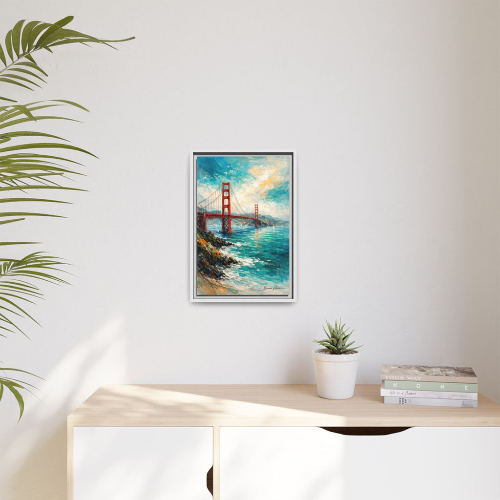 Golden Gate Bridge Seascape Matte Canvas Framed Wall Art