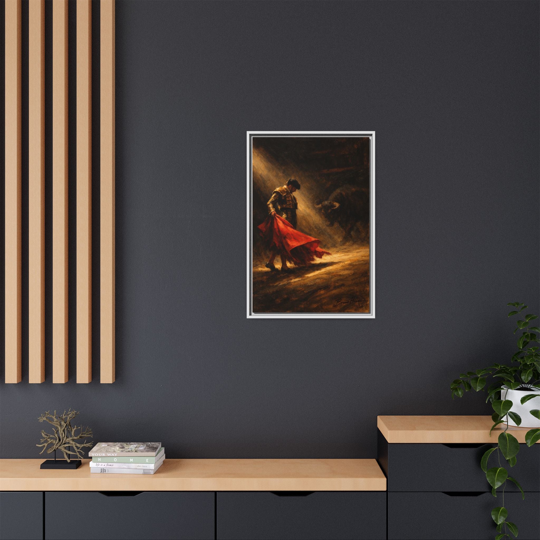 Matador Canvas Wall Art – Classic Spanish Bullfighting Scene Framed Print