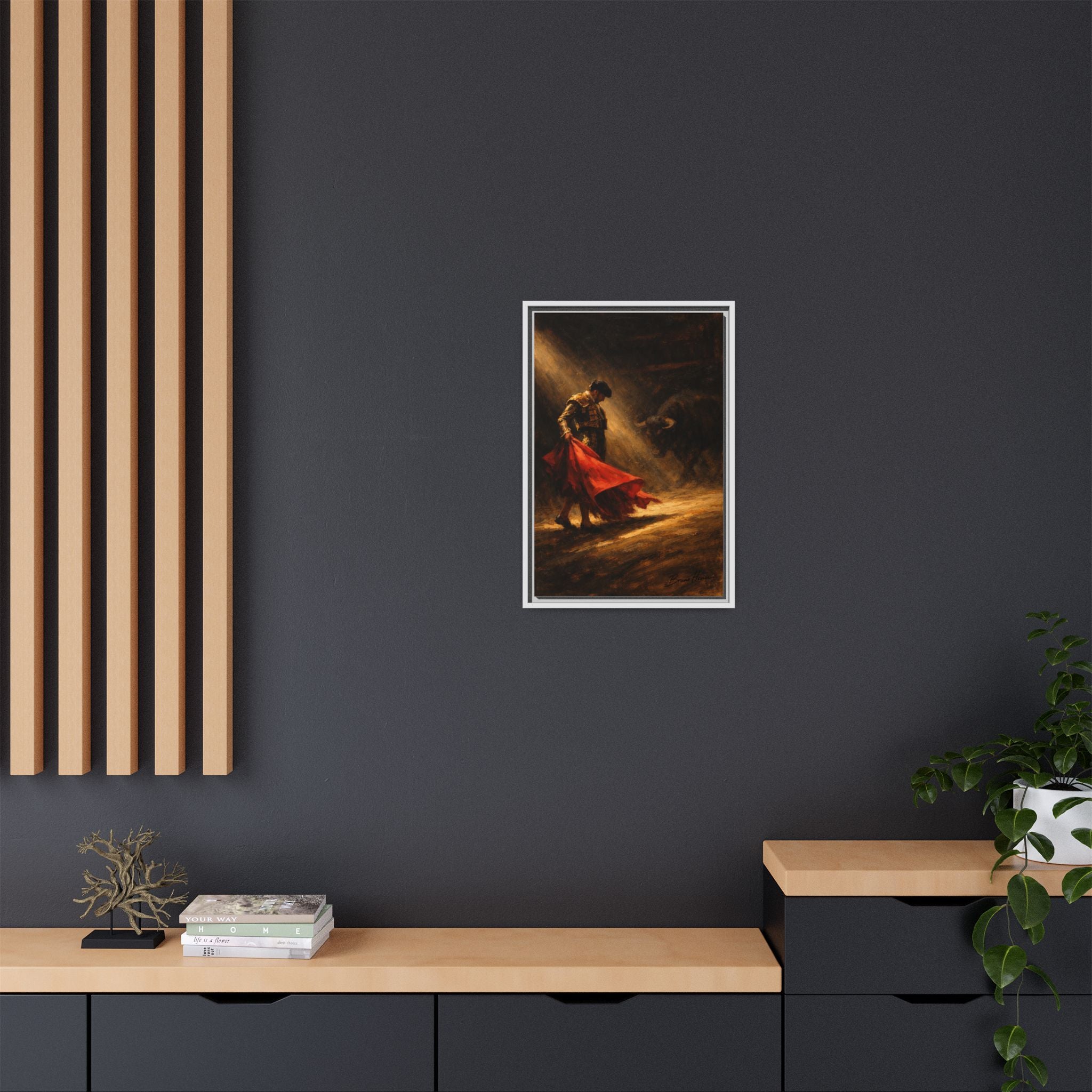 Matador Canvas Wall Art – Classic Spanish Bullfighting Scene Framed Print