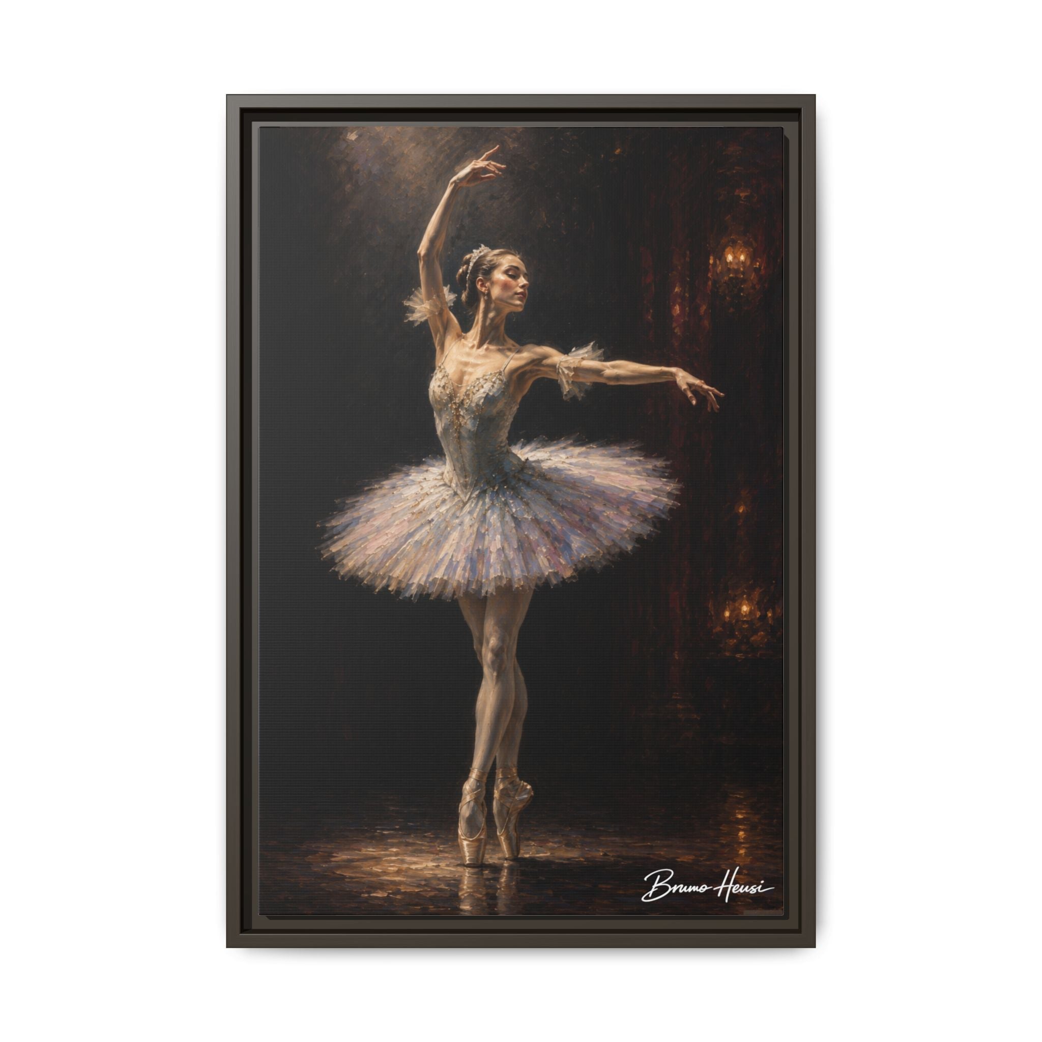 Framed Ballet Dancer Canvas Print — Elegant Ballerina Wall Art