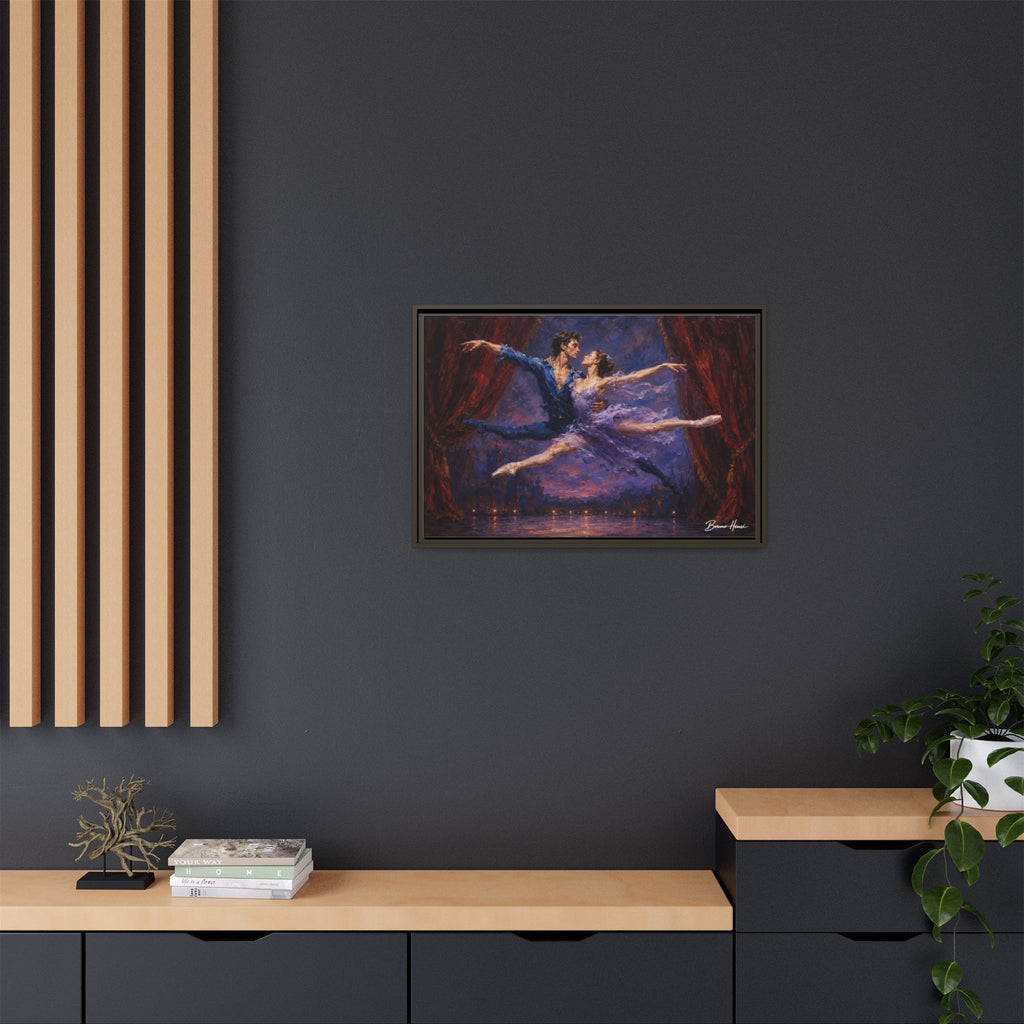 Framed Ballet Canvas Print — Romantic Dancing Couple Wall Art