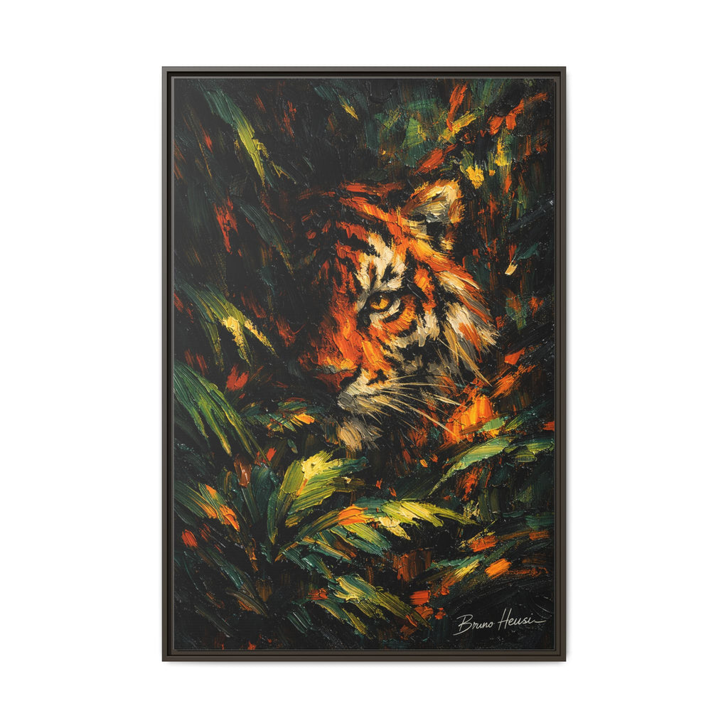 Framed Matte Canvas - Vibrant Tiger Jungle Print