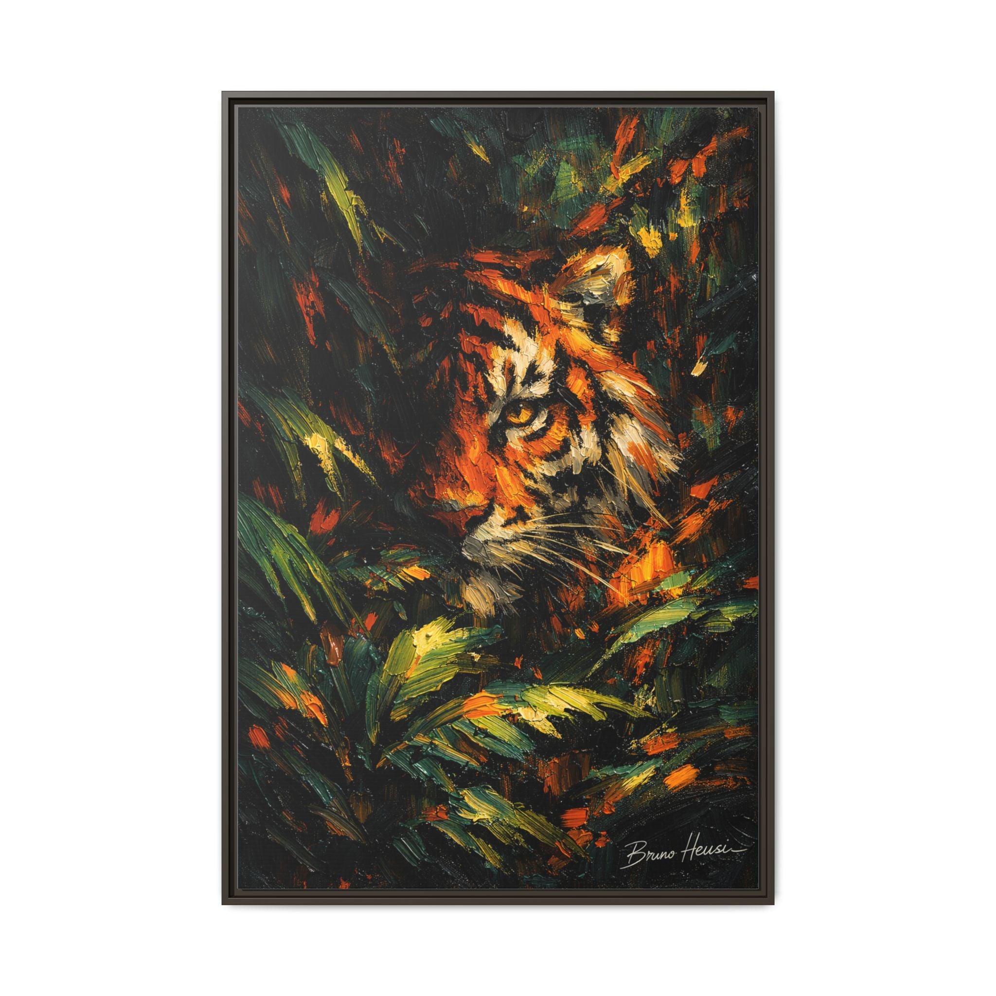 Framed Matte Canvas - Vibrant Tiger Jungle Print