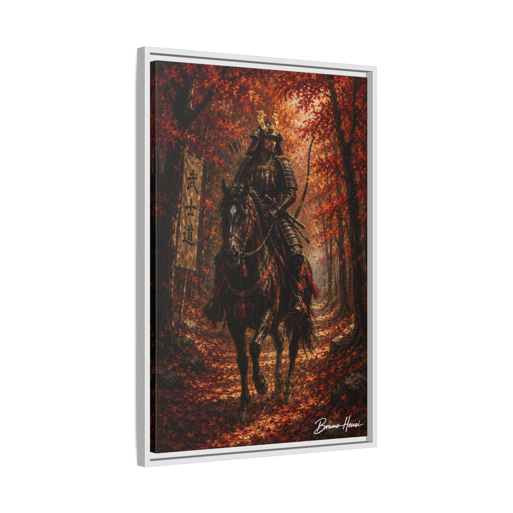 Samurai Warrior Canvas Print — Framed Matte Autumn Wall Art