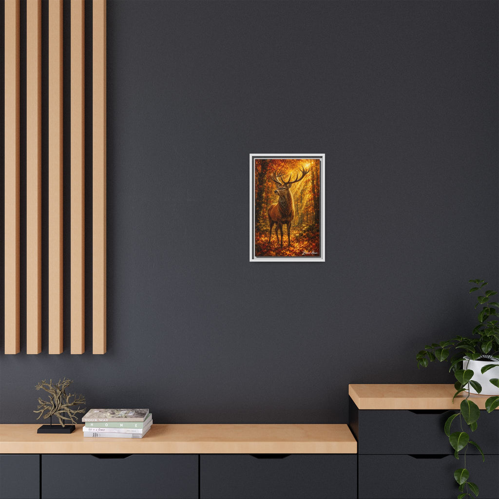 Majestic Stag Framed Canvas Wall Art — Autumn Forest Matte Print