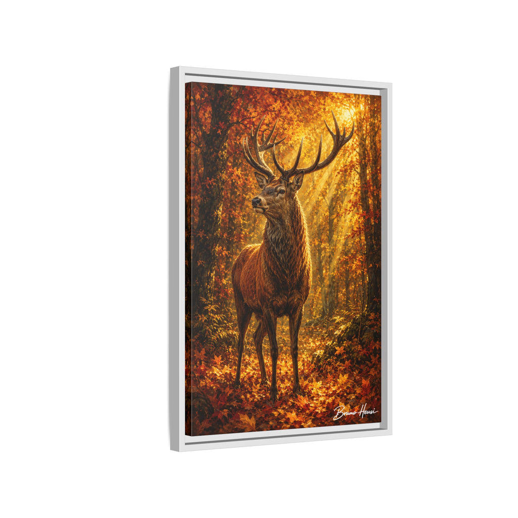 Majestic Stag Framed Canvas Wall Art — Autumn Forest Matte Print