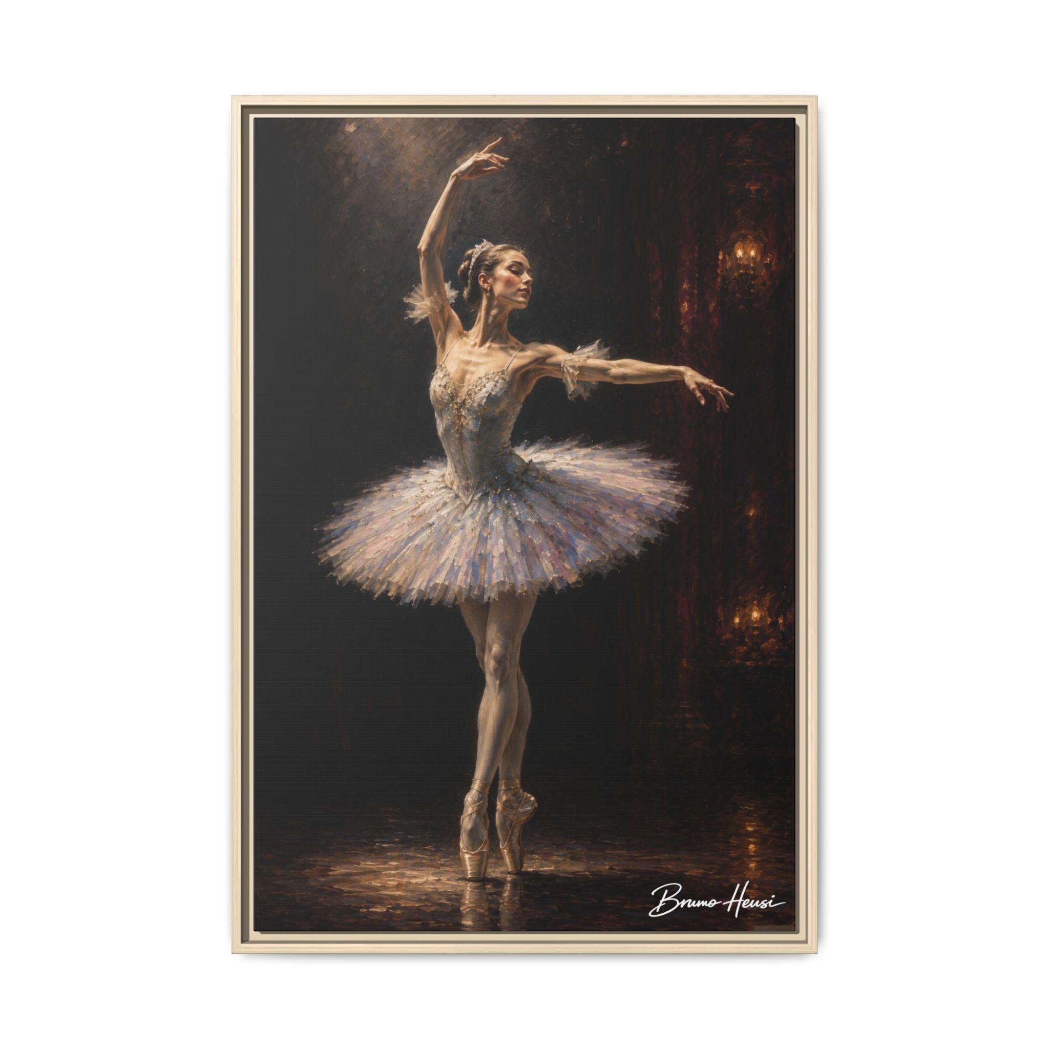 Framed Ballet Dancer Canvas Print — Elegant Ballerina Wall Art