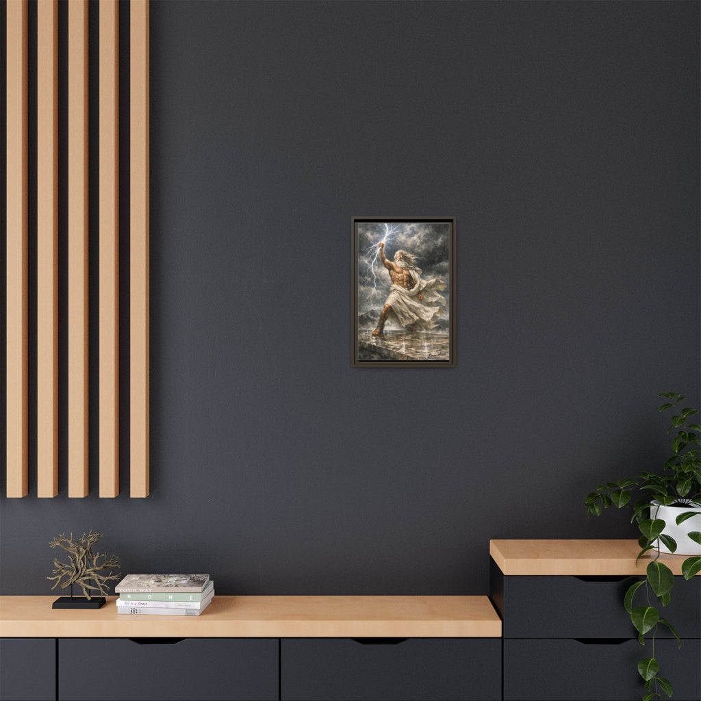 Framed Matte Canvas - Zeus Lightning God Wall Art