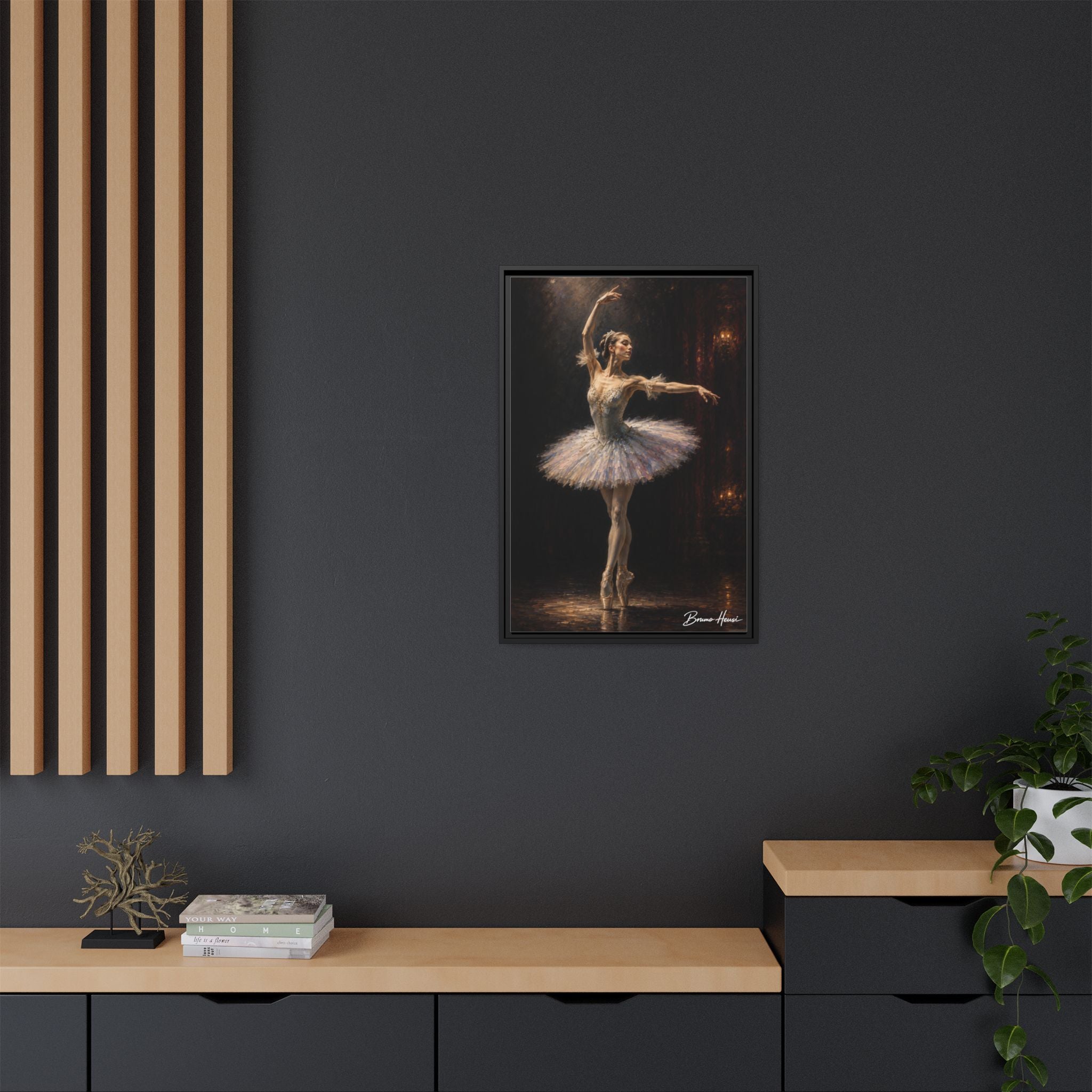 Framed Ballet Dancer Canvas Print — Elegant Ballerina Wall Art