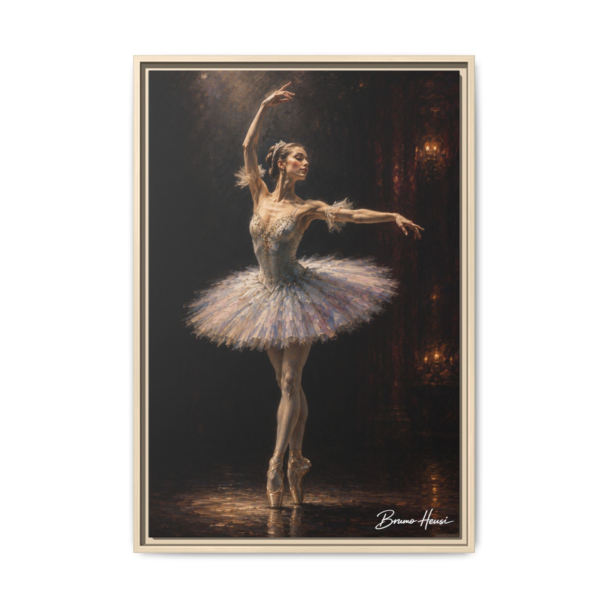 Framed Ballet Dancer Canvas Print — Elegant Ballerina Wall Art