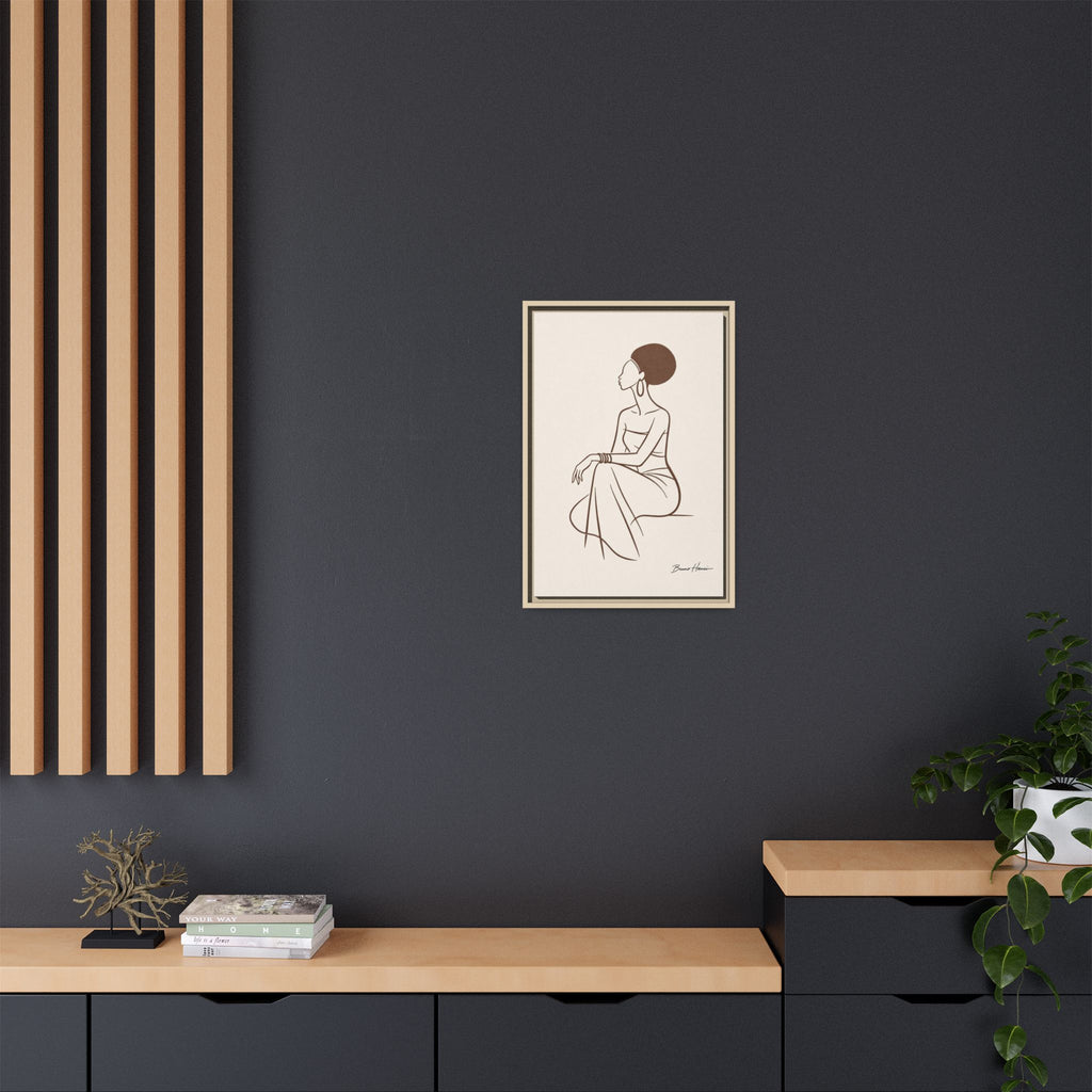 Elegant Minimalist Line Art Woman — Framed Matte Canvas Wall Art