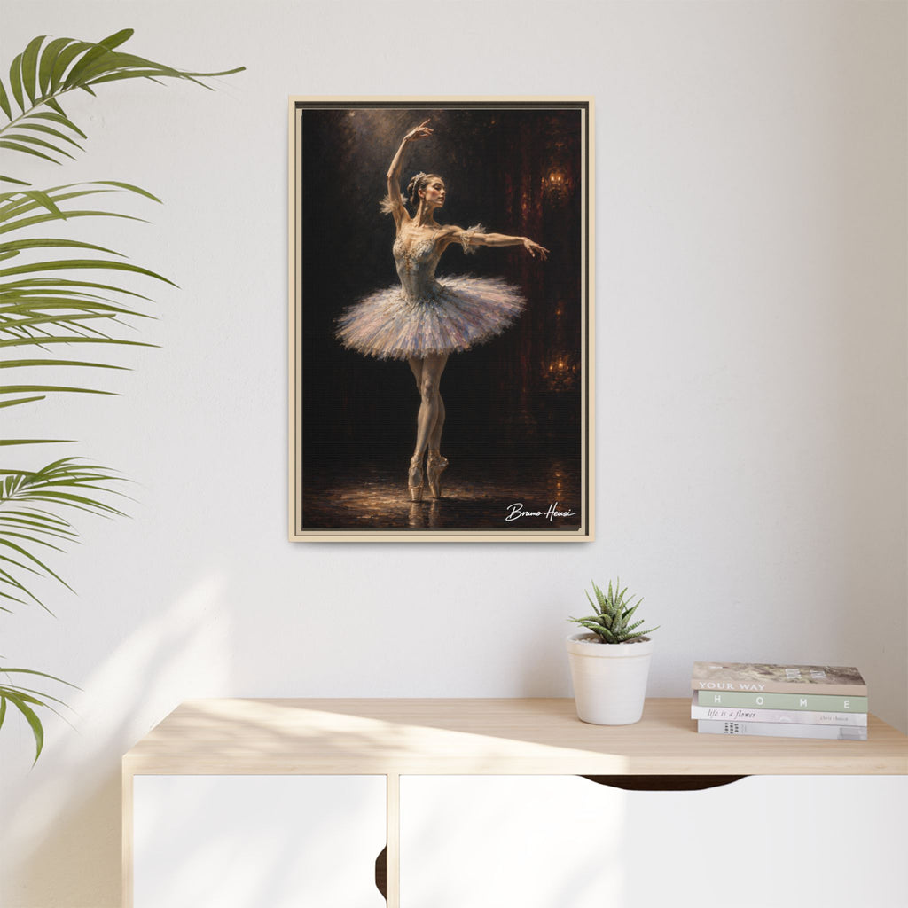 Framed Ballet Dancer Canvas Print — Elegant Ballerina Wall Art
