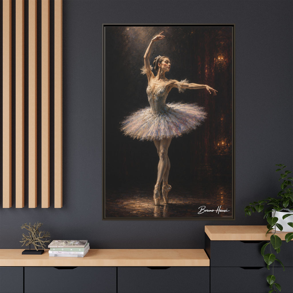 Framed Ballet Dancer Canvas Print — Elegant Ballerina Wall Art