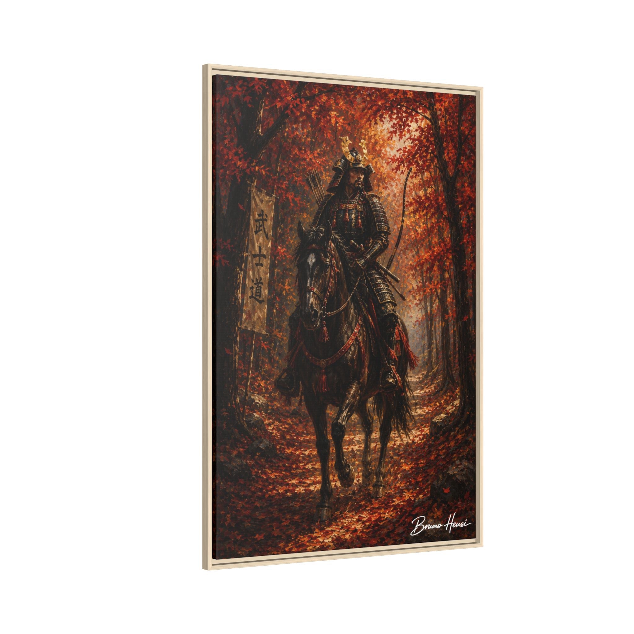 Samurai Warrior Canvas Print — Framed Matte Autumn Wall Art