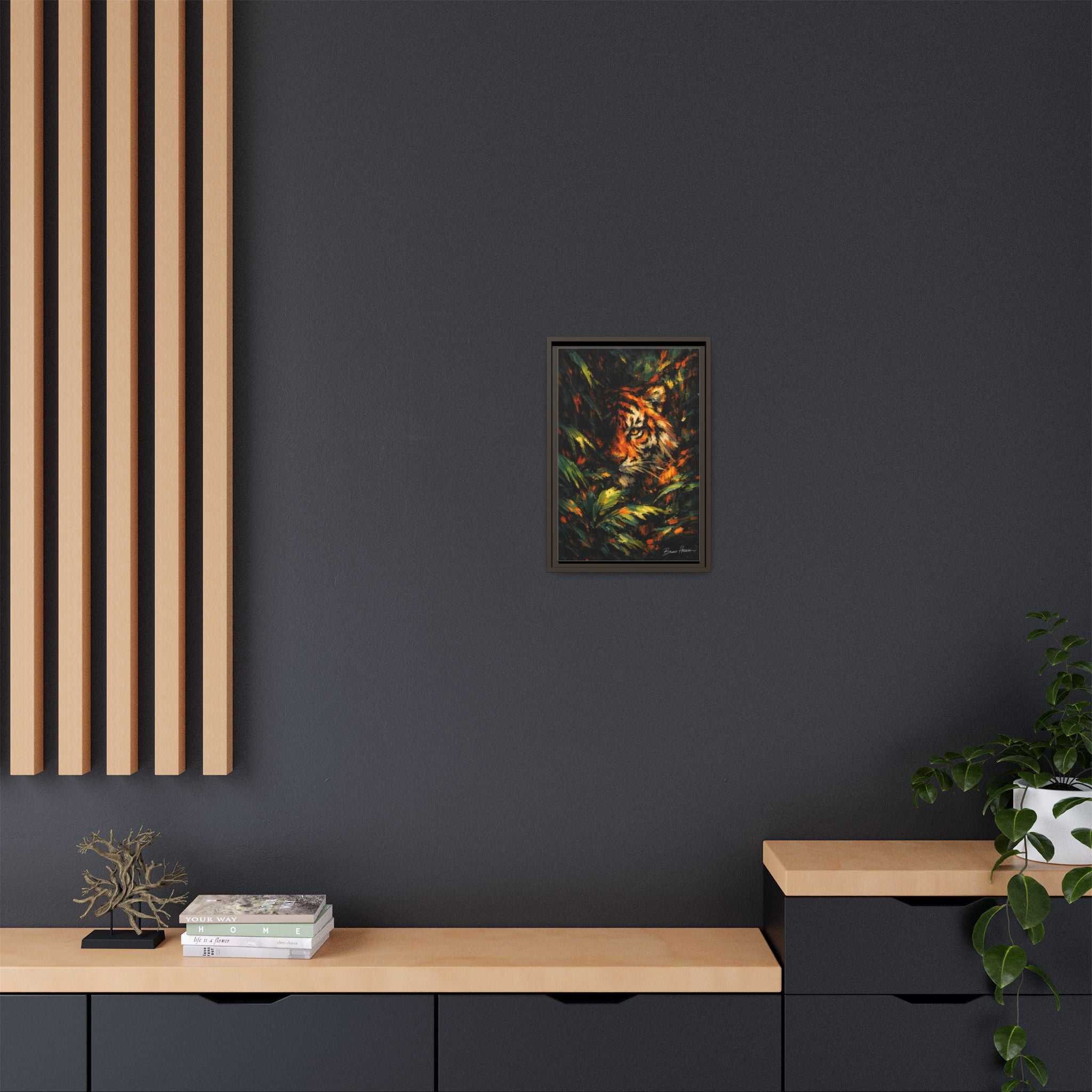 Framed Matte Canvas - Vibrant Tiger Jungle Print